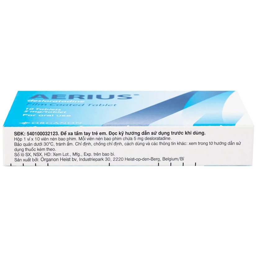 Thuốc Aerius 5mg giảm viêm mũi dị ứng, mày đay (1 vỉ x 10 viên)
