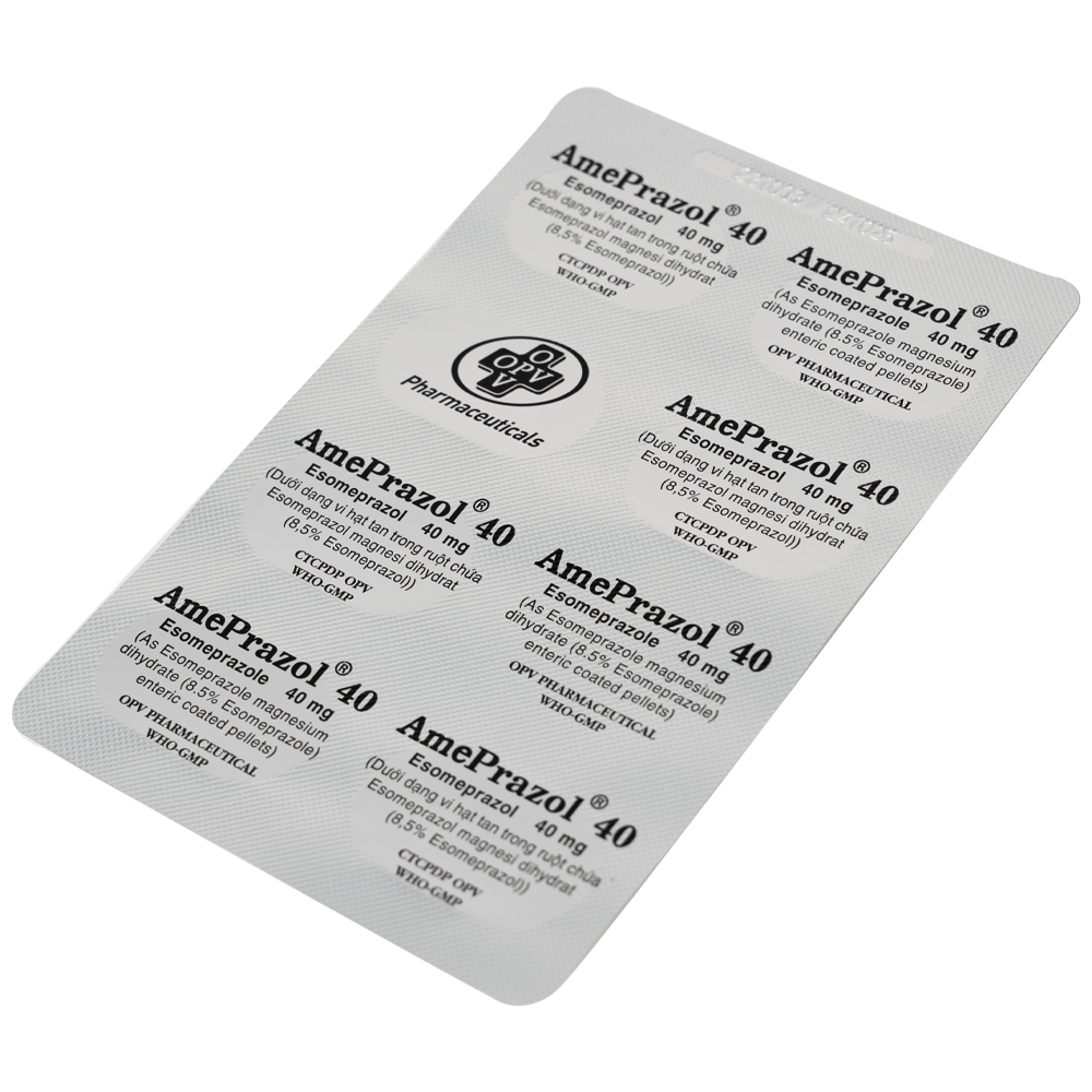 Hình ảnh Thuốc AmePrazol 40mg OPV điều trị bệnh trào ngược dạ dày, thực quản (2 vỉ x 7 viên)