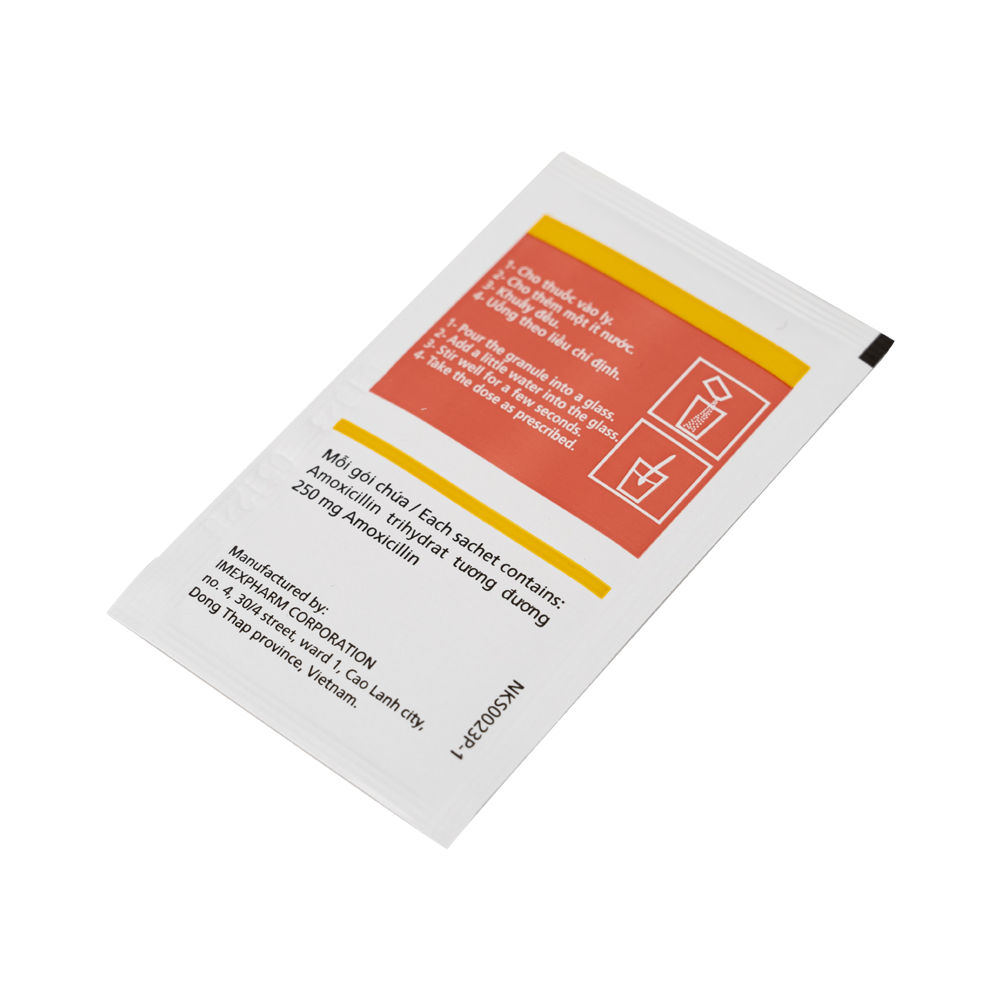 Hình ảnh Hỗn dịch uống Amoxicillin 250mg Imexpharm điều trị nhiễm khuẩn đường hô hấp, đường mật, đường tiêu hóa (12 gói)