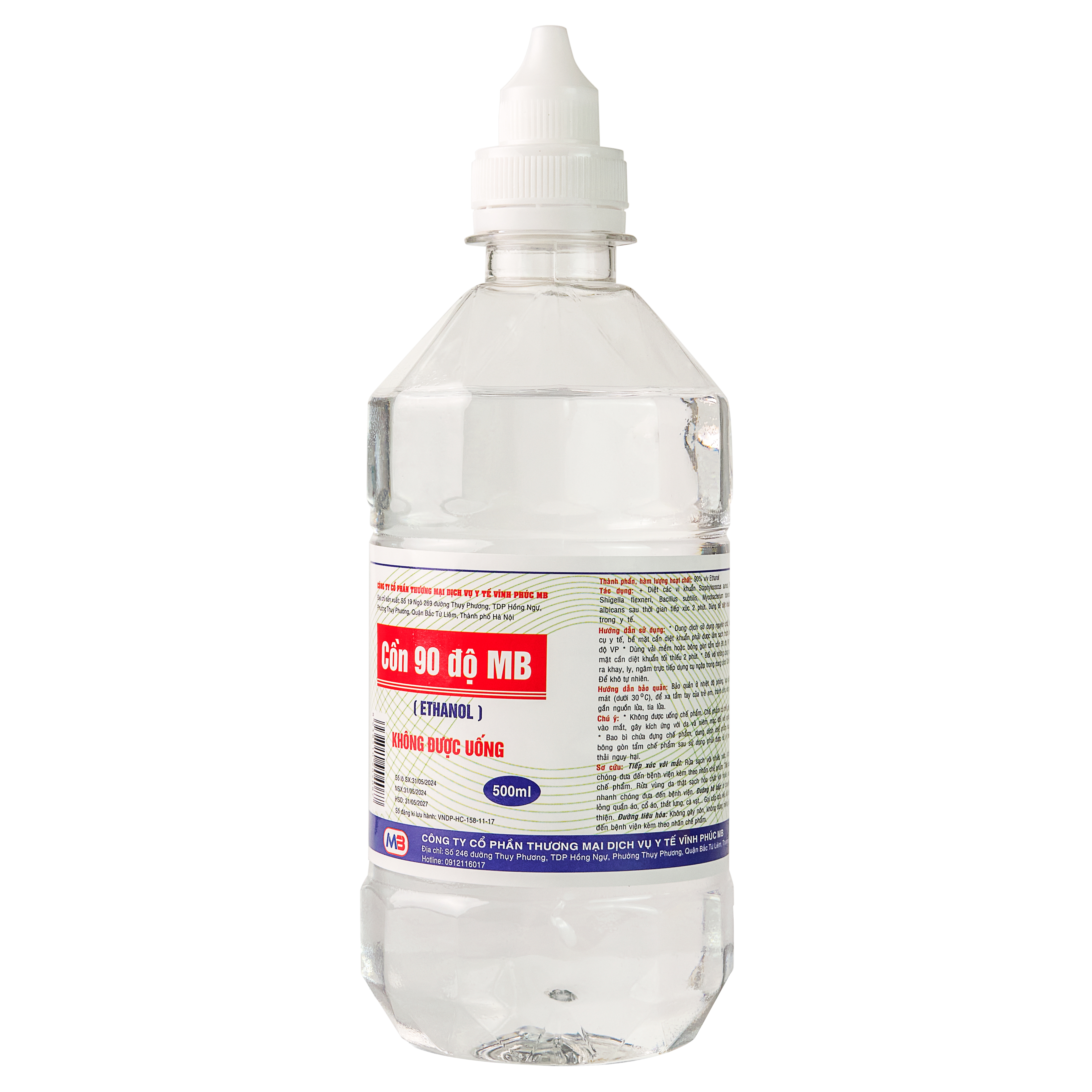 Hình ảnh Cồn 90 độ Vĩnh Phúc tiệt trùng các dụng cụ y tế (500ml)