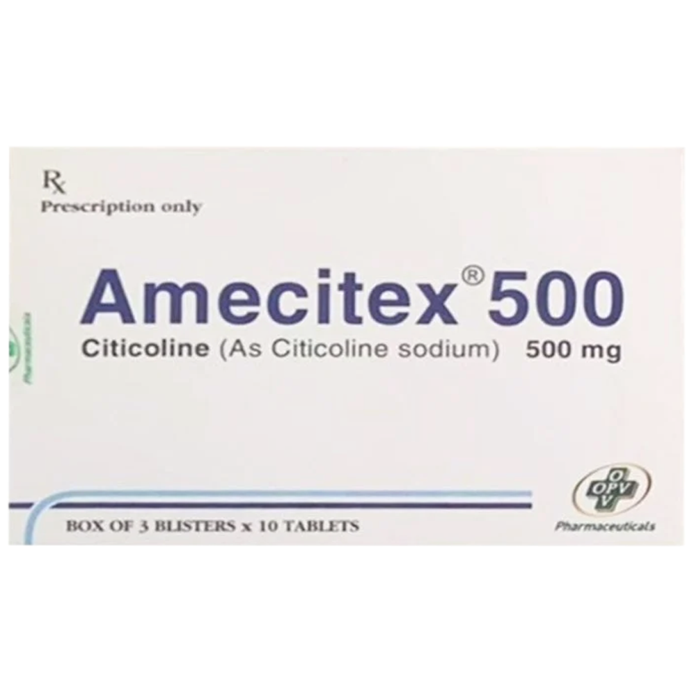 Hình ảnh Thuốc Amecitex 500 OPV điều trị nhồi máu não, bệnh Alzheimer (3 vỉ x 10 viên)