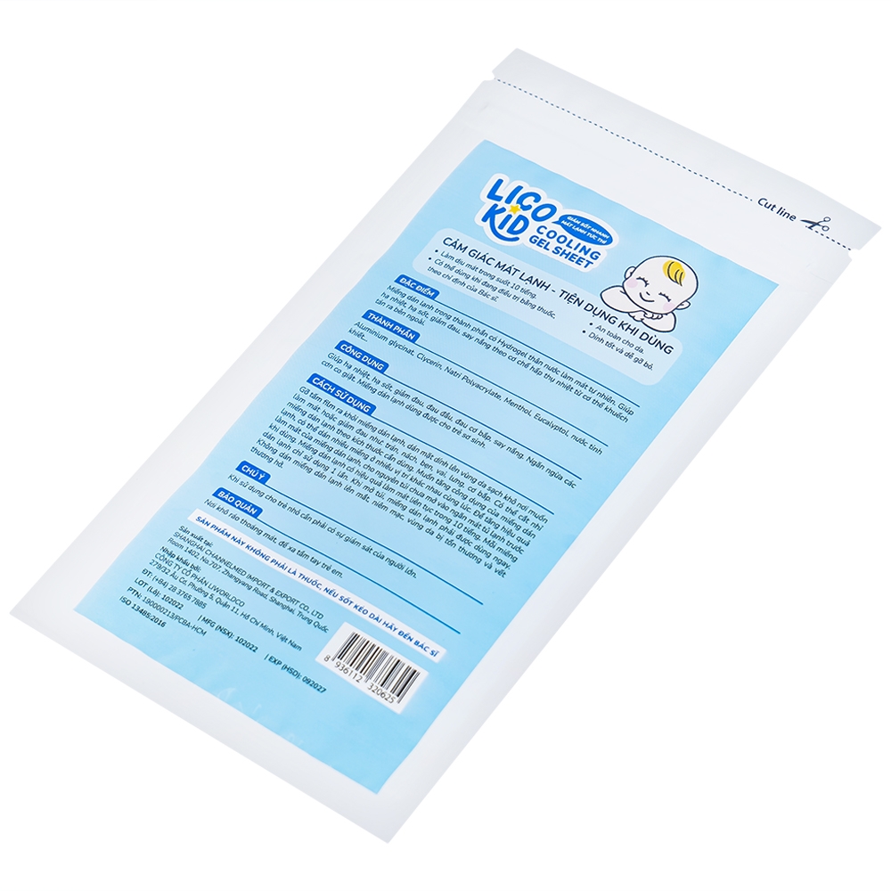 Hình ảnh Miếng dán hạ sốt Licokid hương bạc hà hỗ trợ hạ nhiệt, hạ sốt, giảm đau (3 gói x 2 miếng)