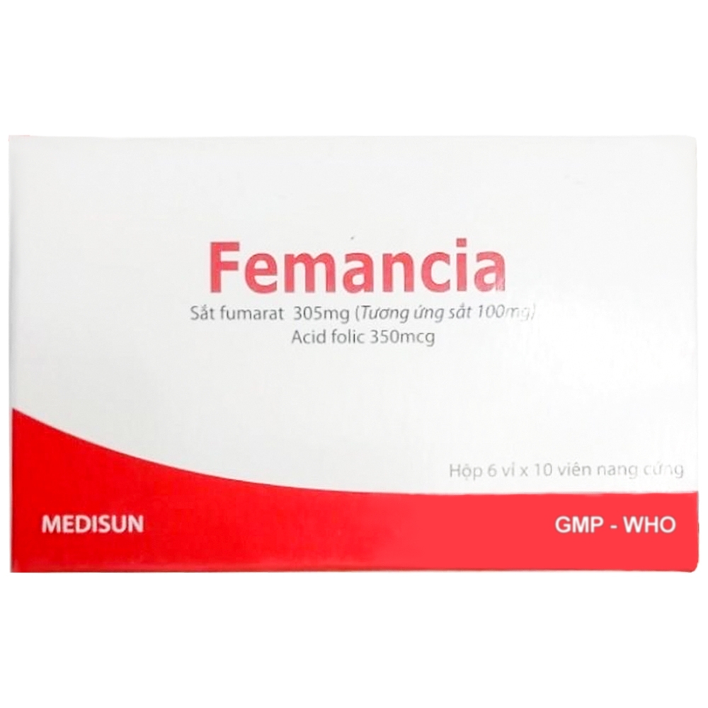 Hình ảnh Thuốc Femancia Medisun điều trị thiếu máu do thiếu sắt và các yếu tố tạo máu (6 vỉ x 10 viên)