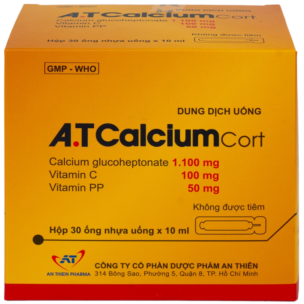 Hình ảnh Dung dịch uống A.T Calcium Cort An Thiên bổ sung vitamin và khoáng chất cho cơ thể (30 ống x 10ml)
