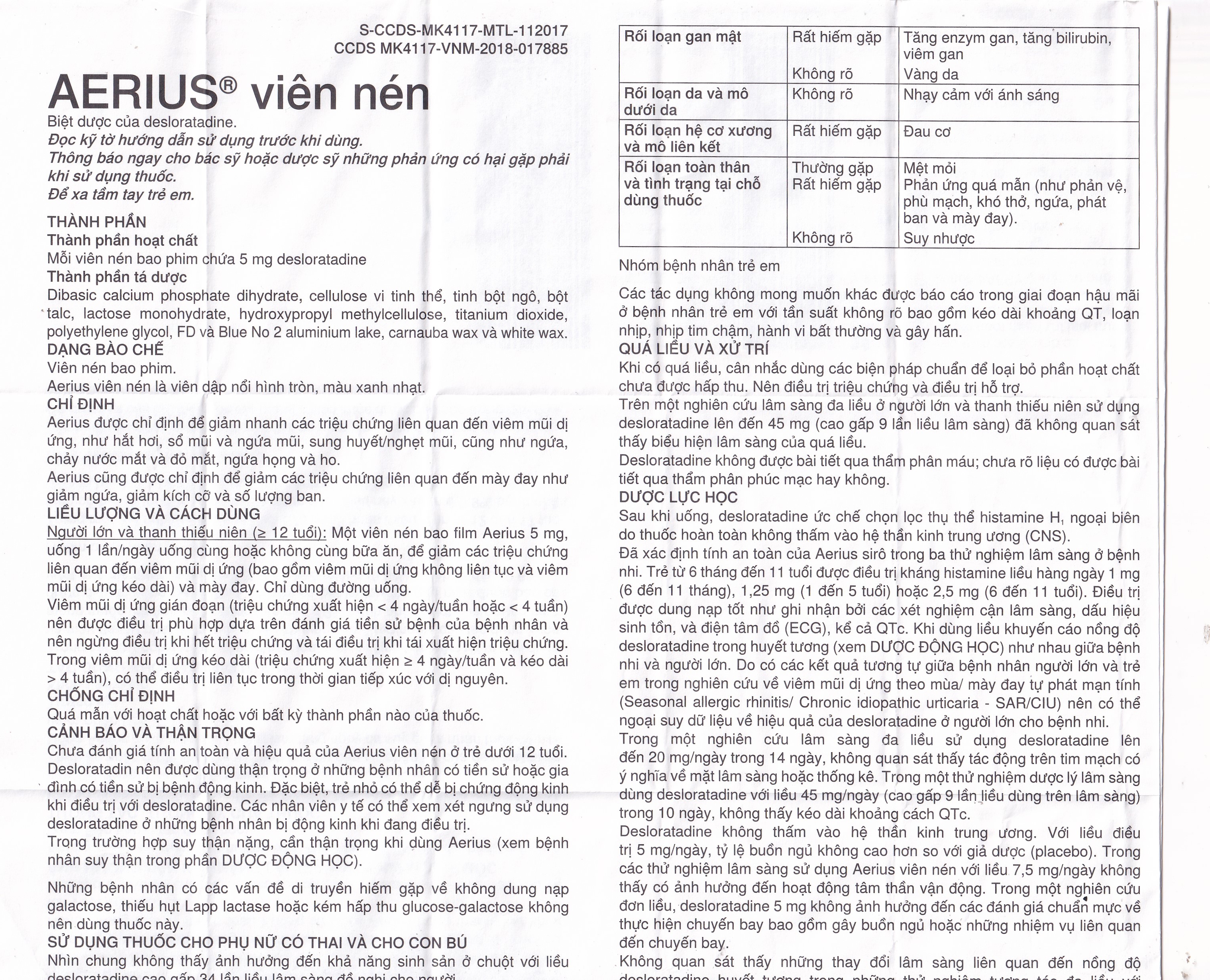 Hình ảnh Thuốc Aerius 5mg Organon giảm viêm mũi dị ứng, mày đay (1 vỉ x 10 viên)