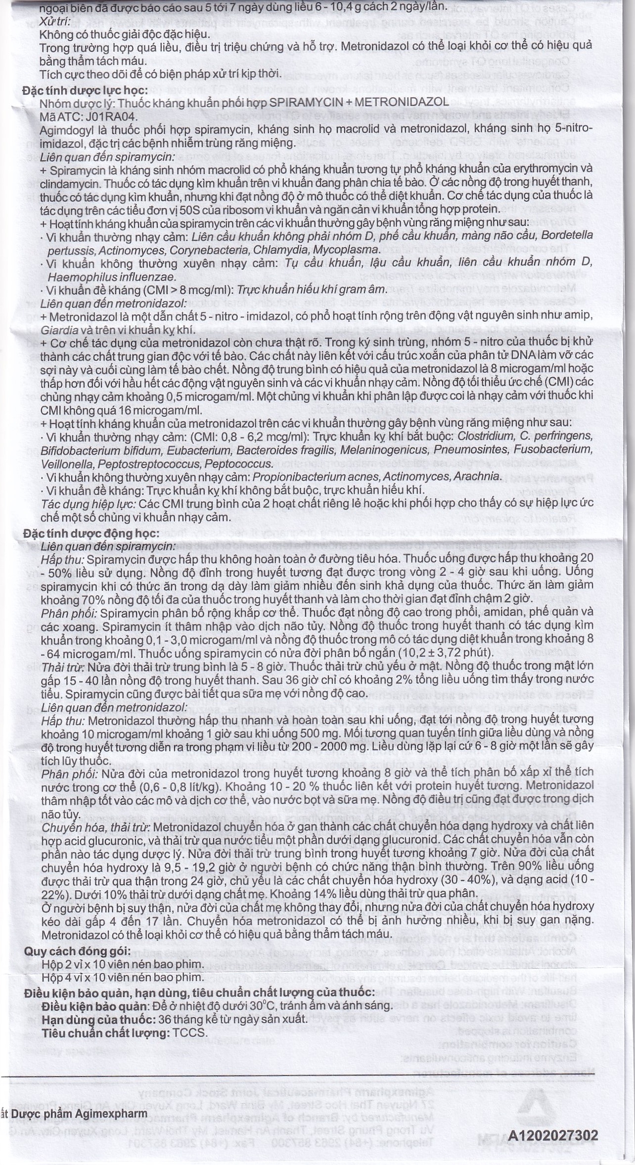 Hình ảnh Thuốc Agimdogyl Agimexpharm điều trị nhiễm trùng răng miệng cấp tính, mạn tính (2 vỉ x 10 viên)