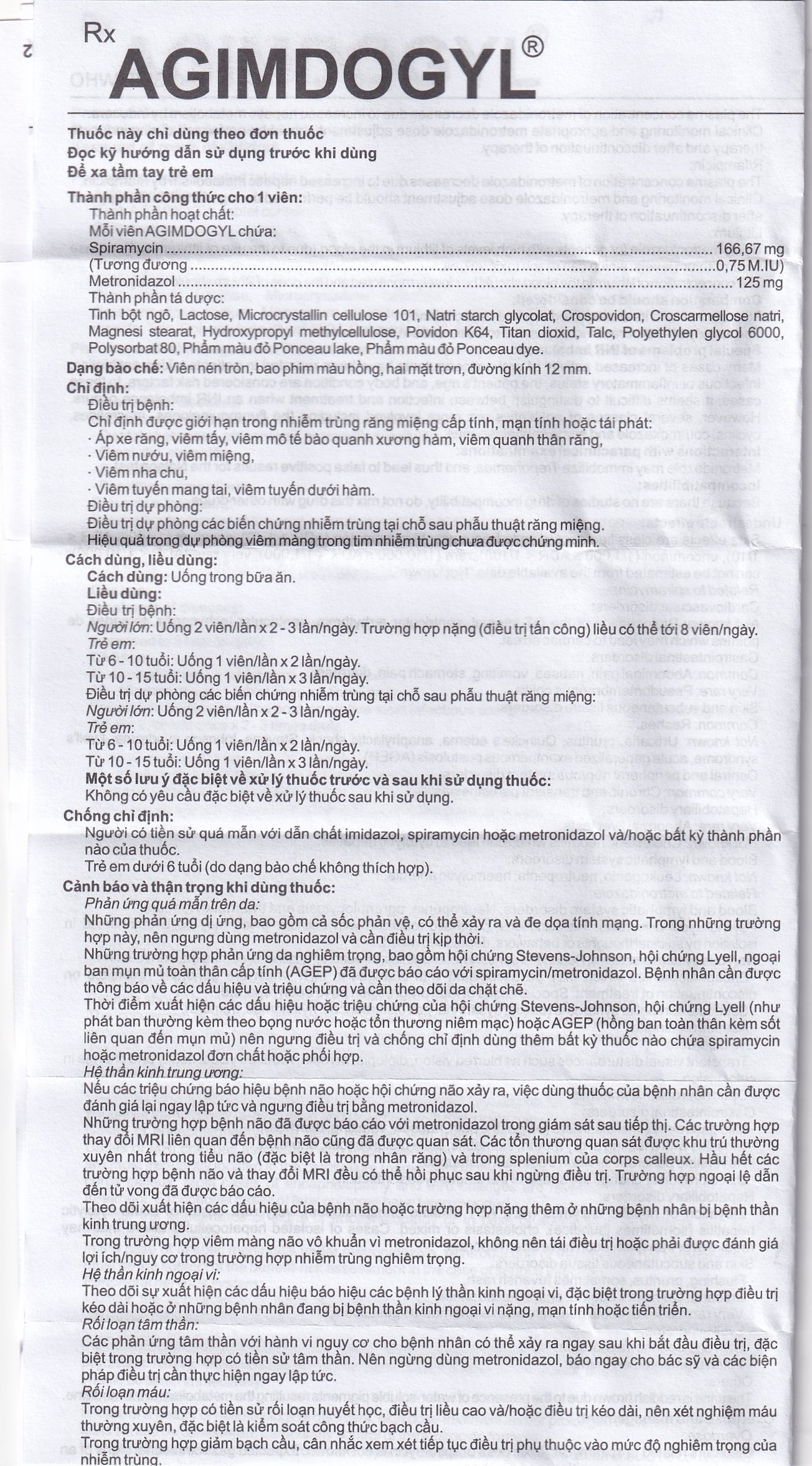 Hình ảnh Thuốc Agimdogyl Agimexpharm điều trị nhiễm trùng răng miệng cấp tính, mạn tính (2 vỉ x 10 viên)