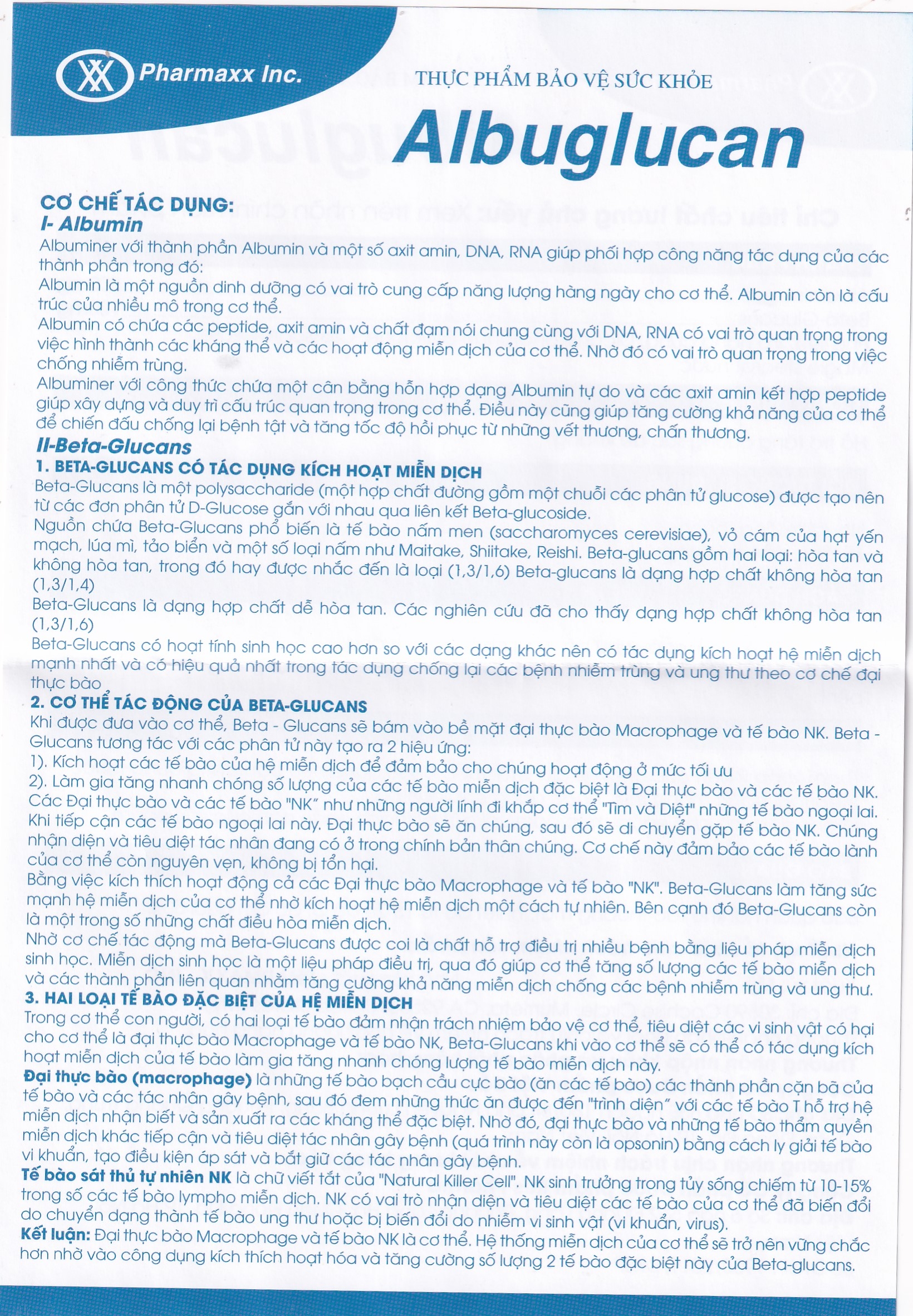 Hình ảnh Viên uống Albuglucan Pharmaxx INC hỗ trợ tăng cường sức đề kháng (6 vỉ x 10 viên)