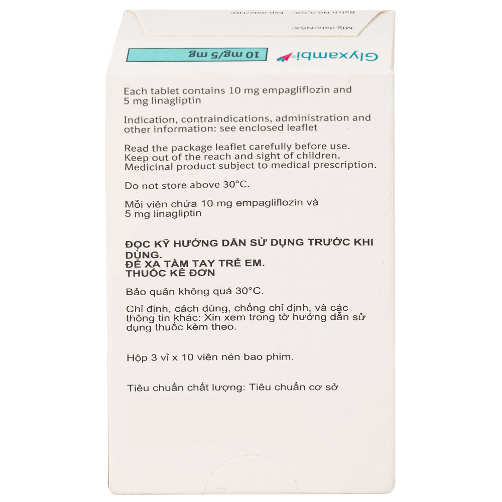 Hình ảnh Thuốc Glyxambi 10mg/5mg Boehringer điều trị đái tháo đường típ 2 (3 vỉ x 10 viên)