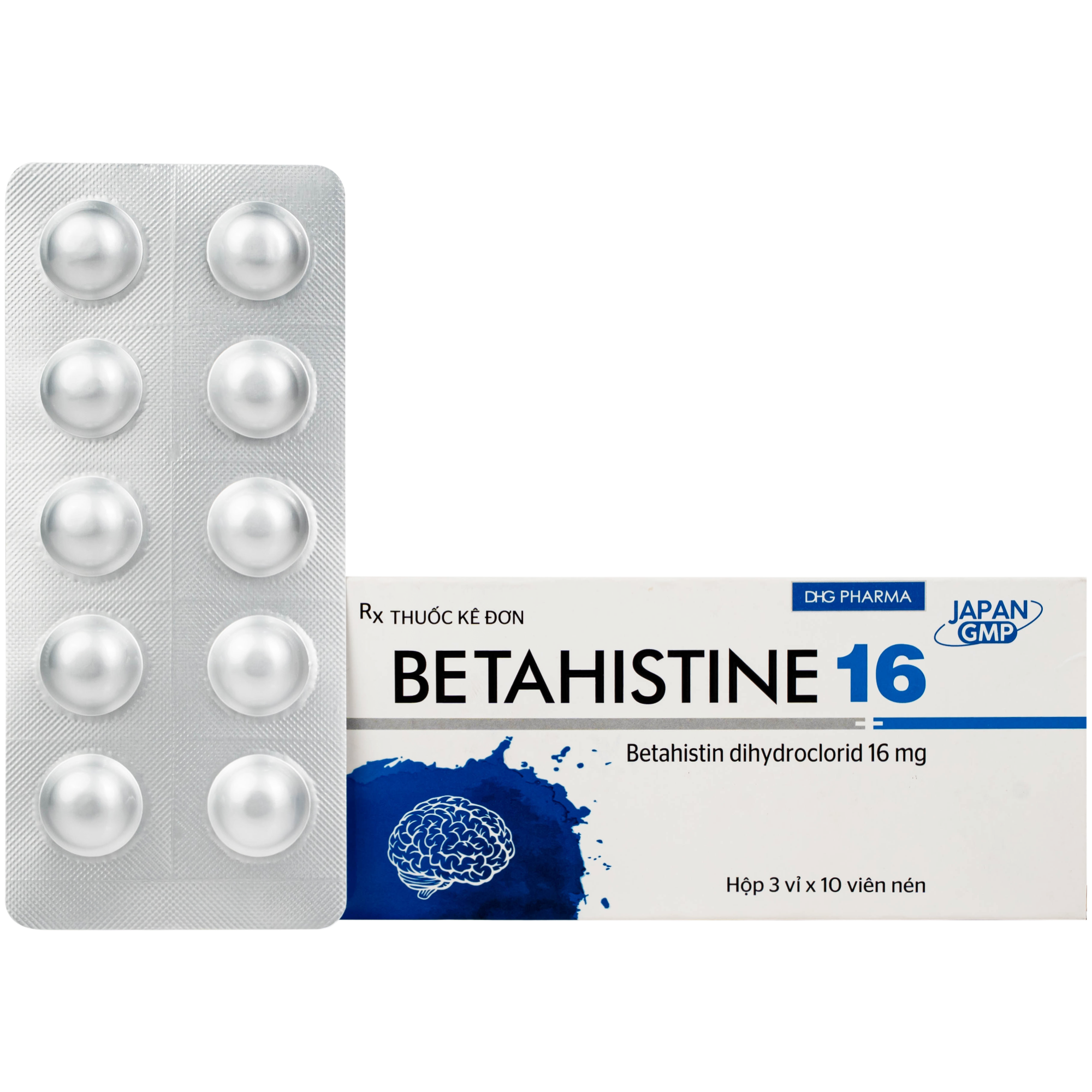 Hình ảnh Thuốc Betahistine 16mg Dhg Pharma Chỉ định dùng để trị chóng mặt (3 vỉ x 10 viên)