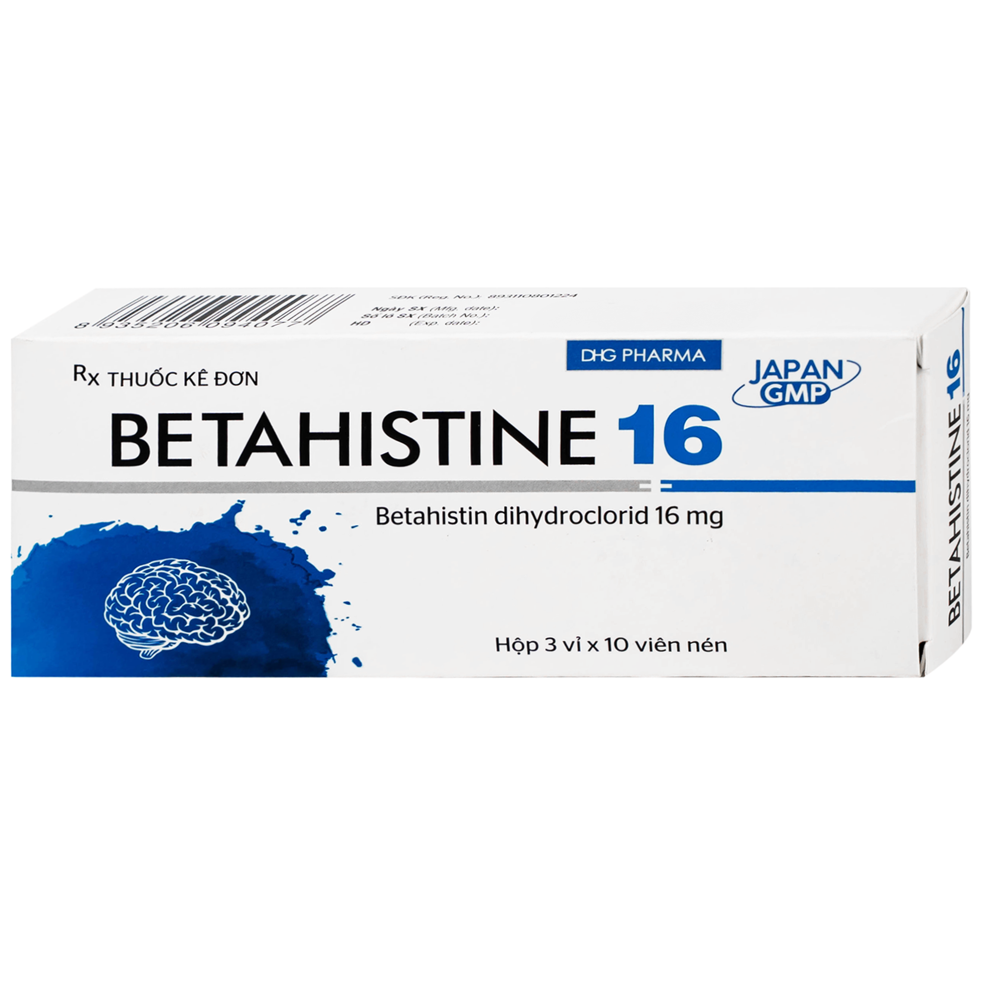 Hình ảnh Thuốc Betahistine 16mg Dhg Pharma Chỉ định dùng để trị chóng mặt (3 vỉ x 10 viên)