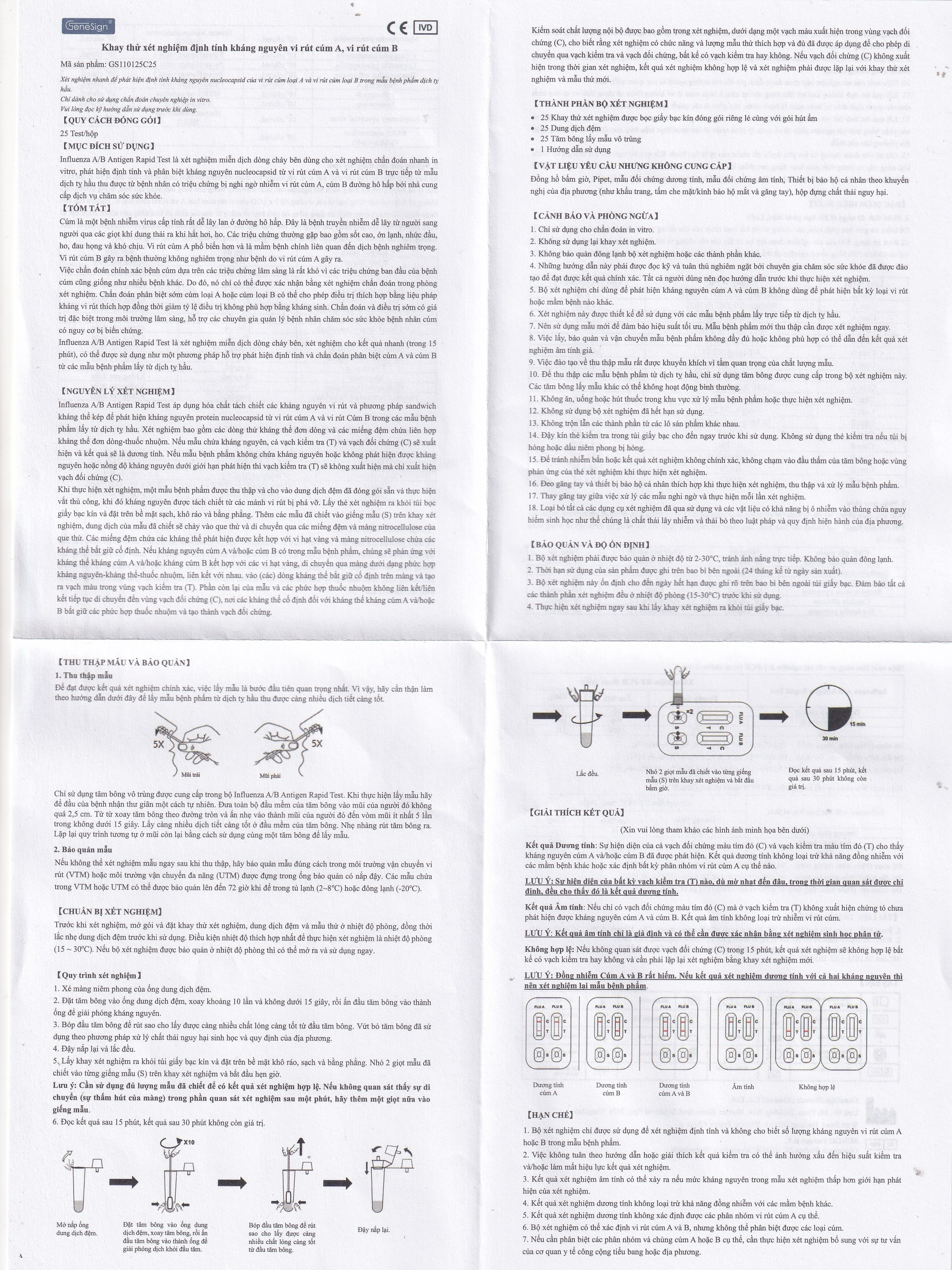 Hình ảnh Kit test cúm A/B Genesign (25 kít)