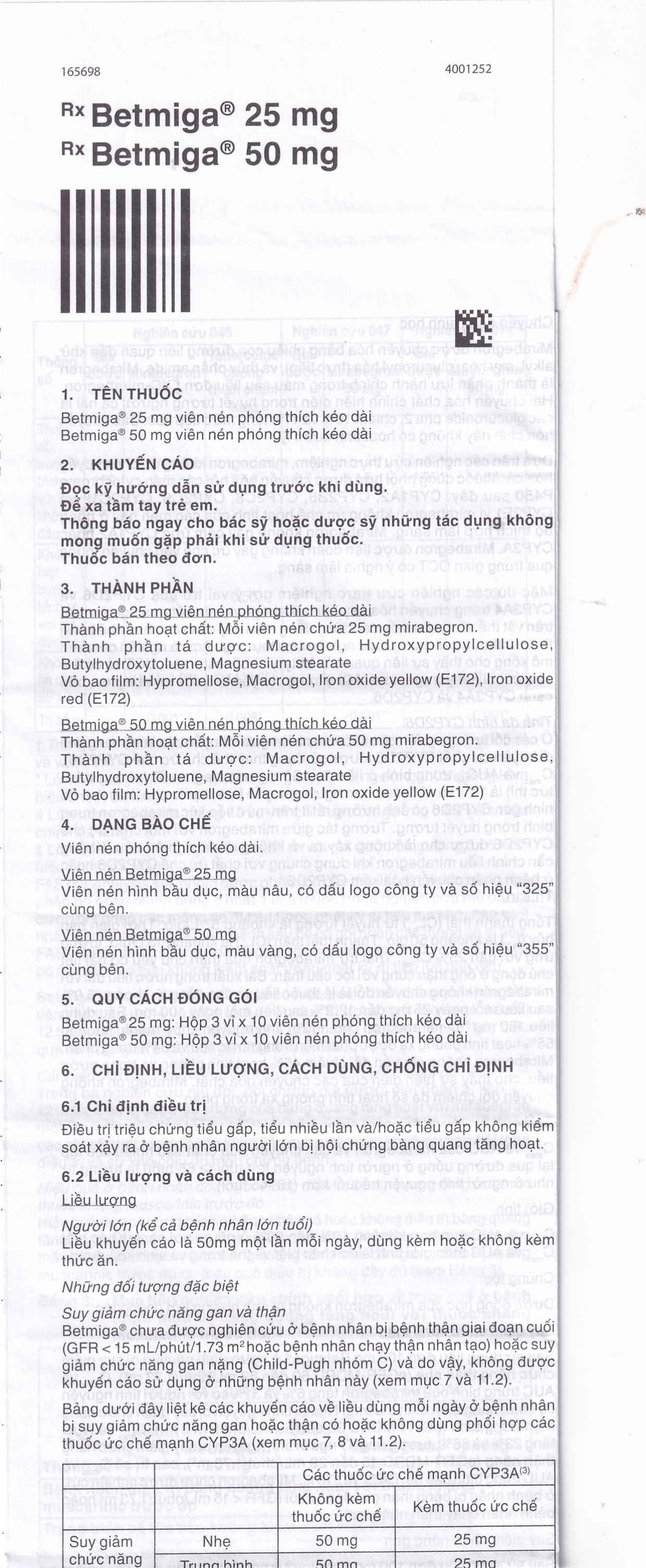 Hình ảnh Thuốc Betmiga 50mg Astellas điều trị triệu chứng tiểu gấp (3 vỉ x 10 viên)