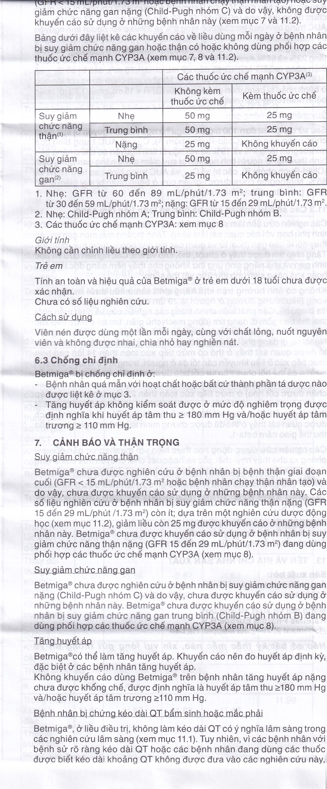 Hình ảnh Thuốc Betmiga 50mg Astellas điều trị triệu chứng tiểu gấp (3 vỉ x 10 viên)