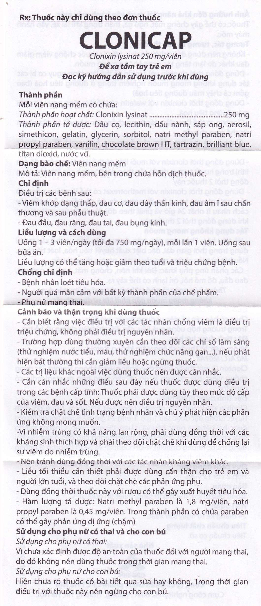 Hình ảnh Thuốc Clonicap 250mg CPC1HN điều trị viêm khớp dạng thấp, đau cơ (2 vỉ x 15 viên)