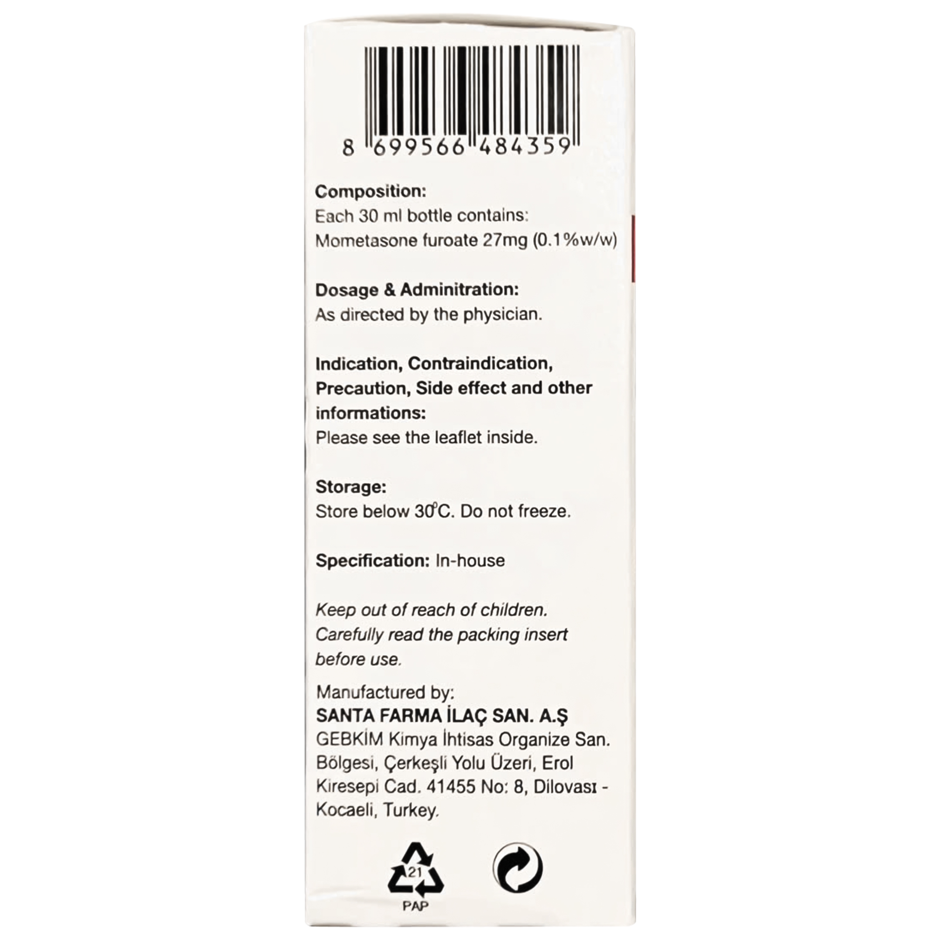 Hình ảnh Thuốc Codermo 0.1% Lotion Santa điều trị các tổn thương viêm và ngứa (30ml)