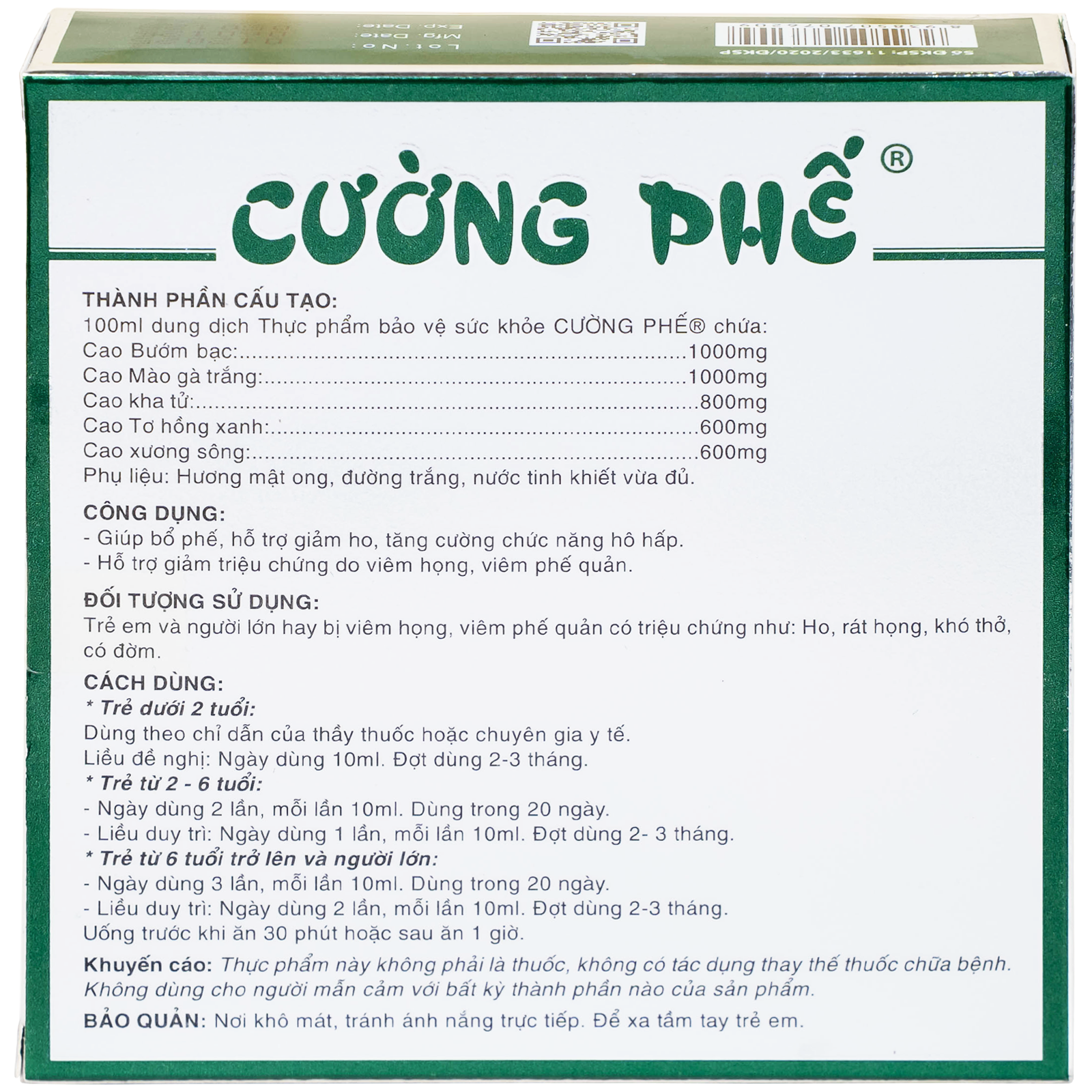 Hình ảnh Siro Cường Phế Lotus tăng cường chức năng hô hấp (10 ống x 10ml)