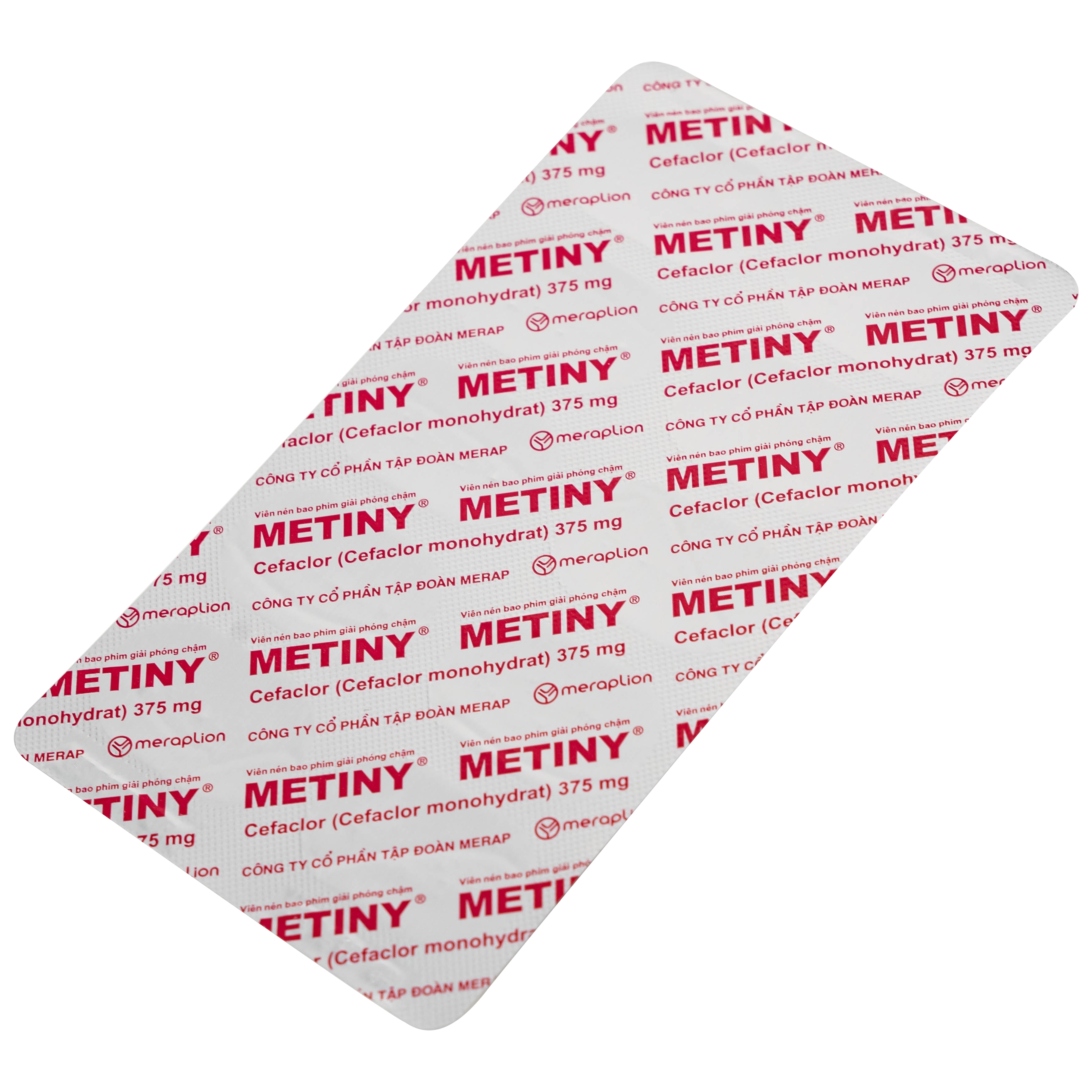 Hình ảnh Thuốc Metiny 375mg Merap Group điều trị các bệnh lý nhiễm trùng viêm phế quản cấp (1 vỉ x 10 viên)