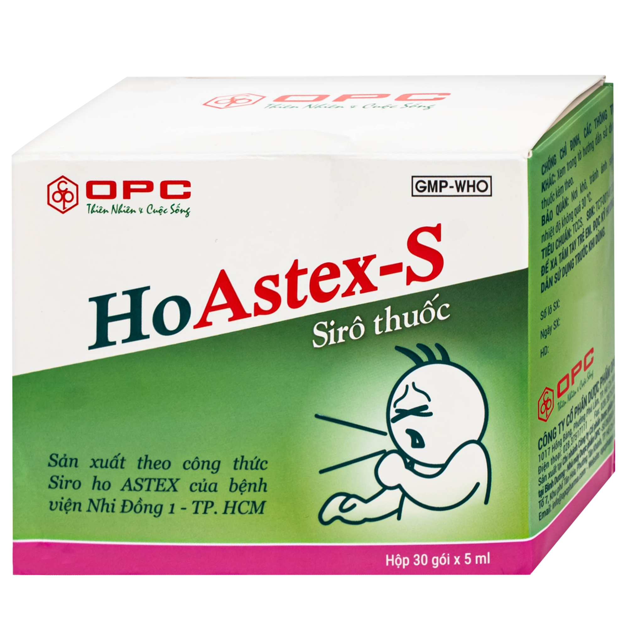 Hình ảnh Siro HoAstex-S OPC điều trị ho, giảm ho trong viêm họng, viêm phế quản (30 gói x 5ml)