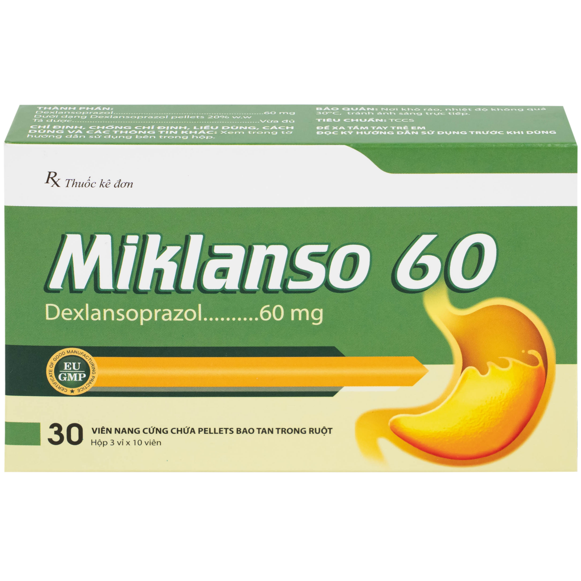 Hình ảnh Thuốc Miklanso 60mg Hdpharma điều trị viêm thực quản có trợt loét (3 vỉ x 10 viên)