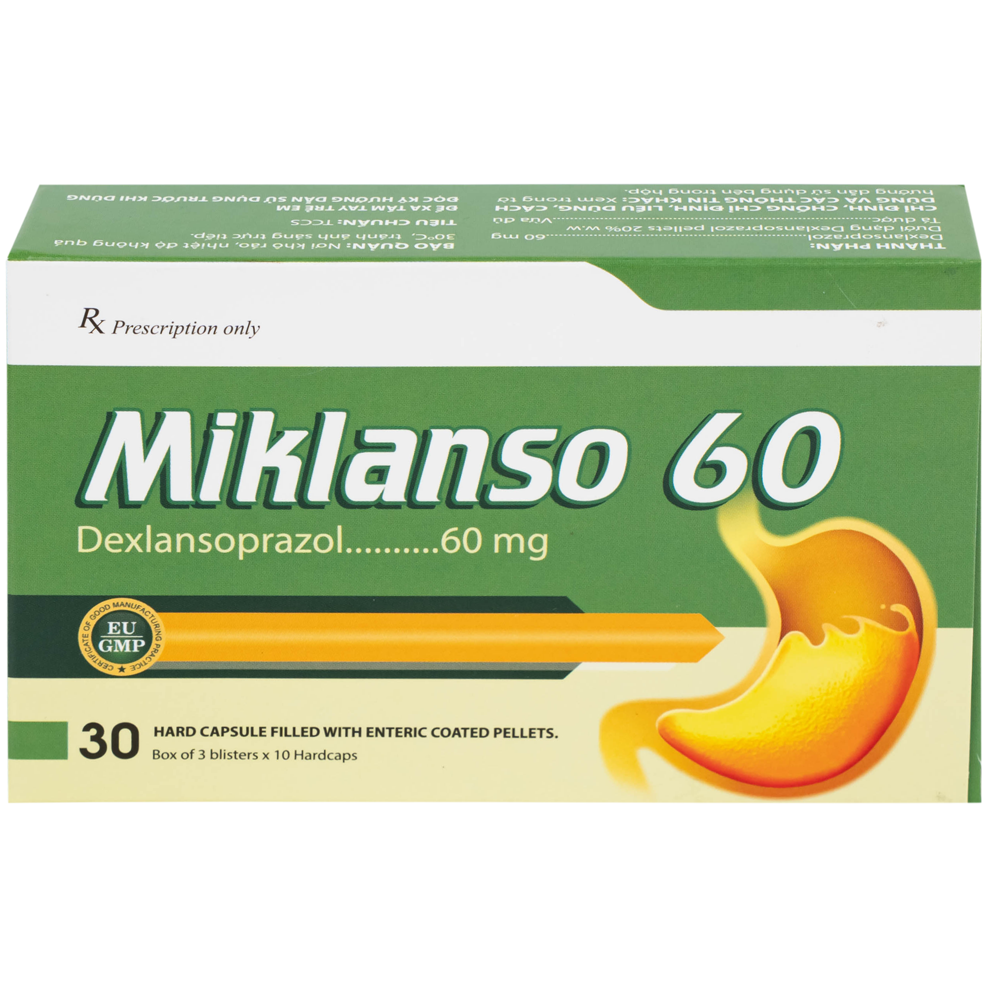Hình ảnh Thuốc Miklanso 60mg Hdpharma điều trị viêm thực quản có trợt loét (3 vỉ x 10 viên)