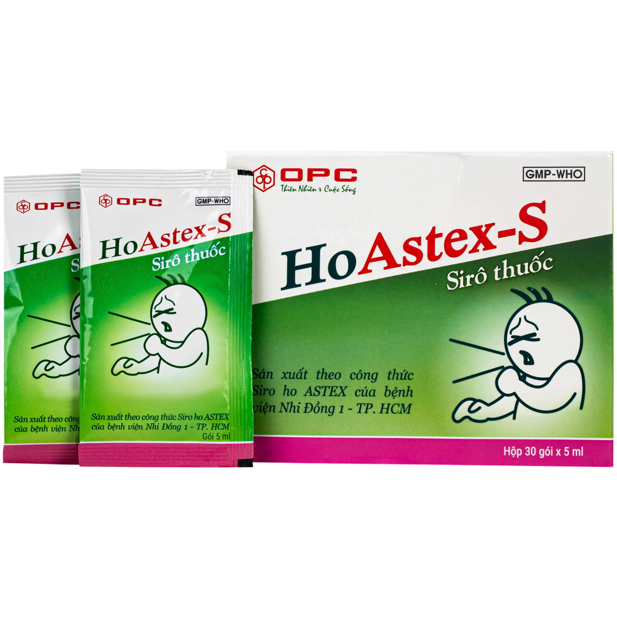 Hình ảnh Siro HoAstex-S OPC điều trị ho, giảm ho trong viêm họng, viêm phế quản (30 gói x 5ml)