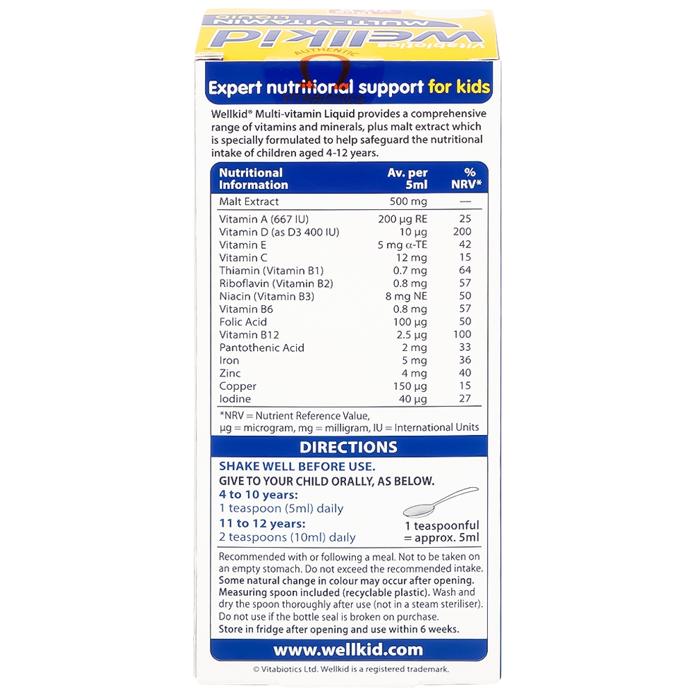 Hình ảnh Siro WellKid Multi-Vitamin Liquid bổ sung vitamin, khoáng chất cho trẻ em (150ml)