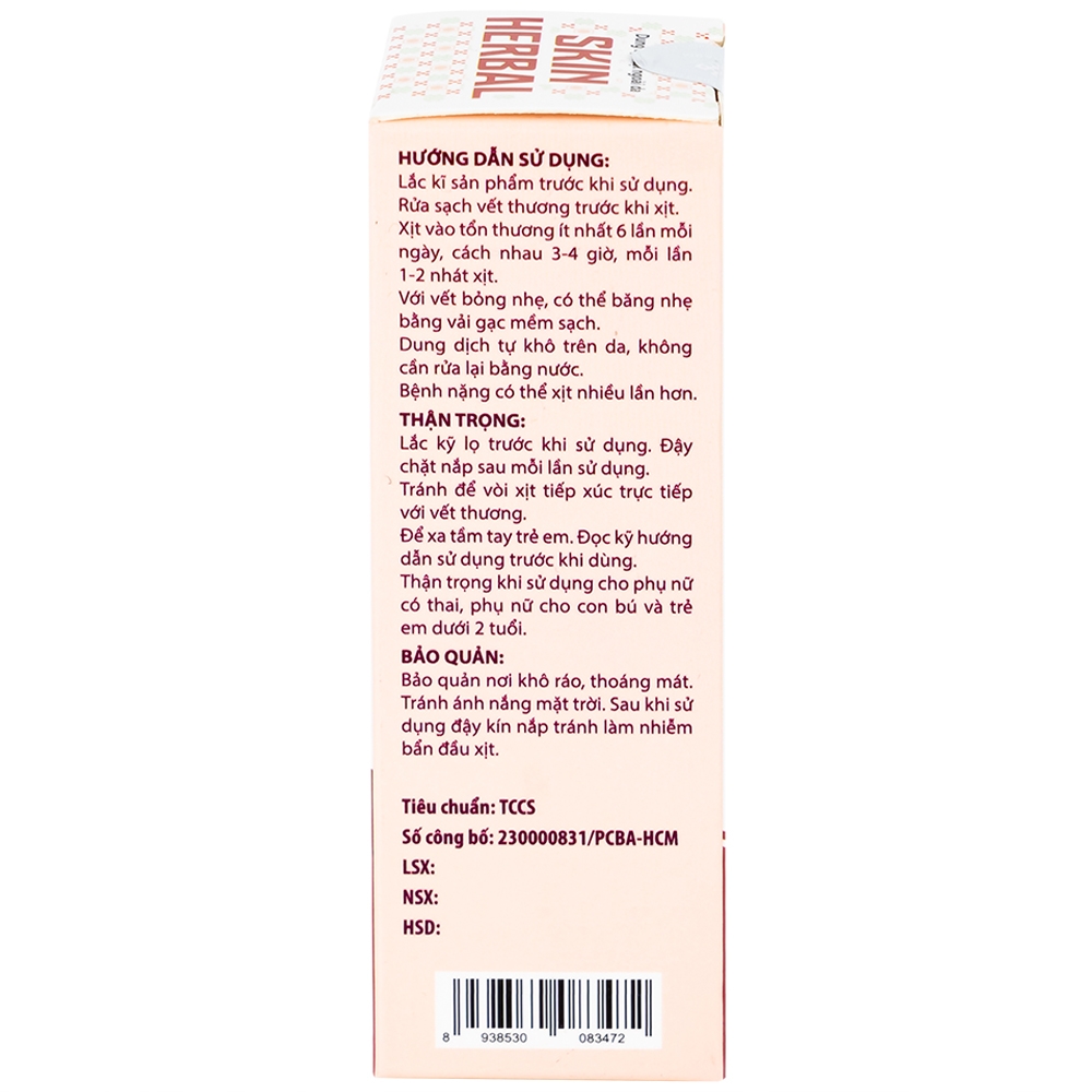 Hình ảnh Dung dịch xịt ngoài da Skin Herbal hỗ trợ giảm mày đay, mẩn ngứa, sưng tấy, chàm và vết bỏng nhẹ (20ml)