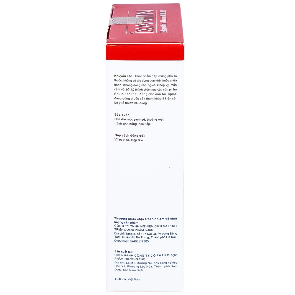Hình ảnh Viên uống Ixantin Sucs bổ sung astaxanthin và vitamin B1, B6, B12 giúp cải thiện thị lực (3 vỉ x 10 viên)