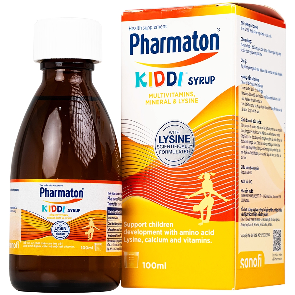 Hình ảnh Siro Pharmaton Kiddi Syrup 100ml Sanofi bổ sung Lysin, calci và một số vitamin
