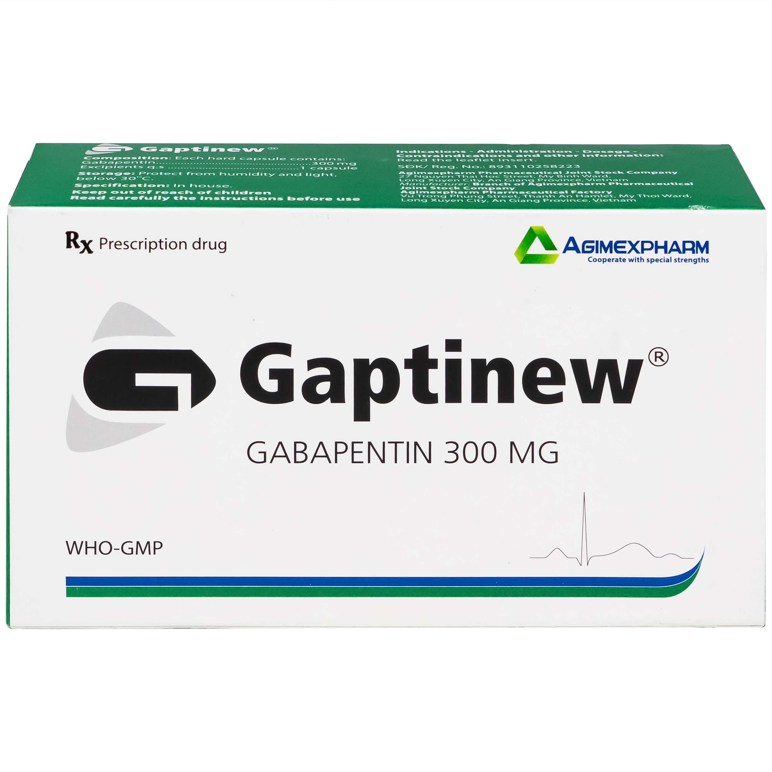 Hình ảnh Thuốc Gaptinew 300mg Agimexpharm điều trị động kinh và đau thần kinh ngoại biên (10 vỉ x 10 viên)