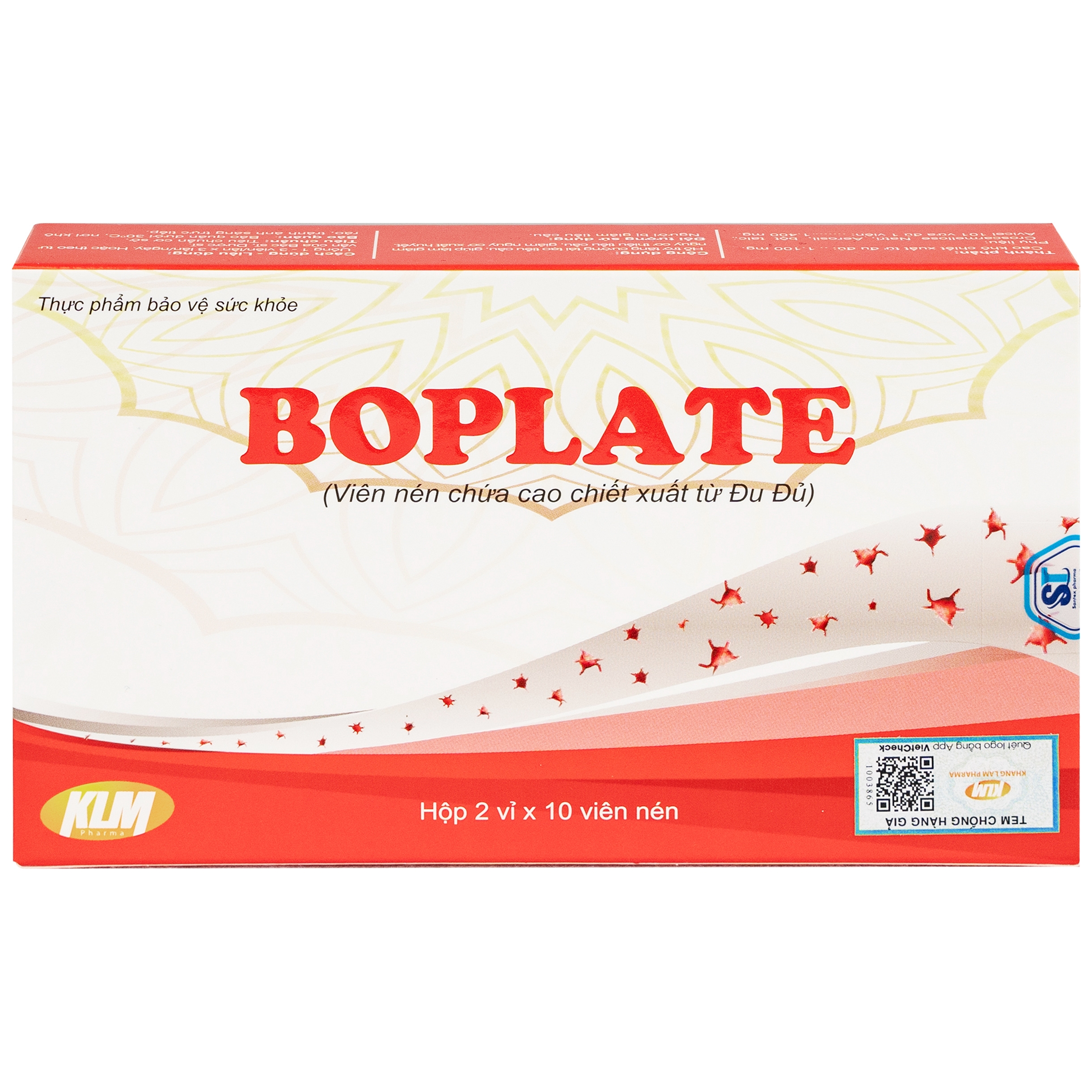 Hình ảnh Viên uống Boplate Santex hỗ trợ tăng cường tái tạo tiểu cầu, giảm nguy cơ thiếu tiểu cầu (2 vỉ x 10 viên)
