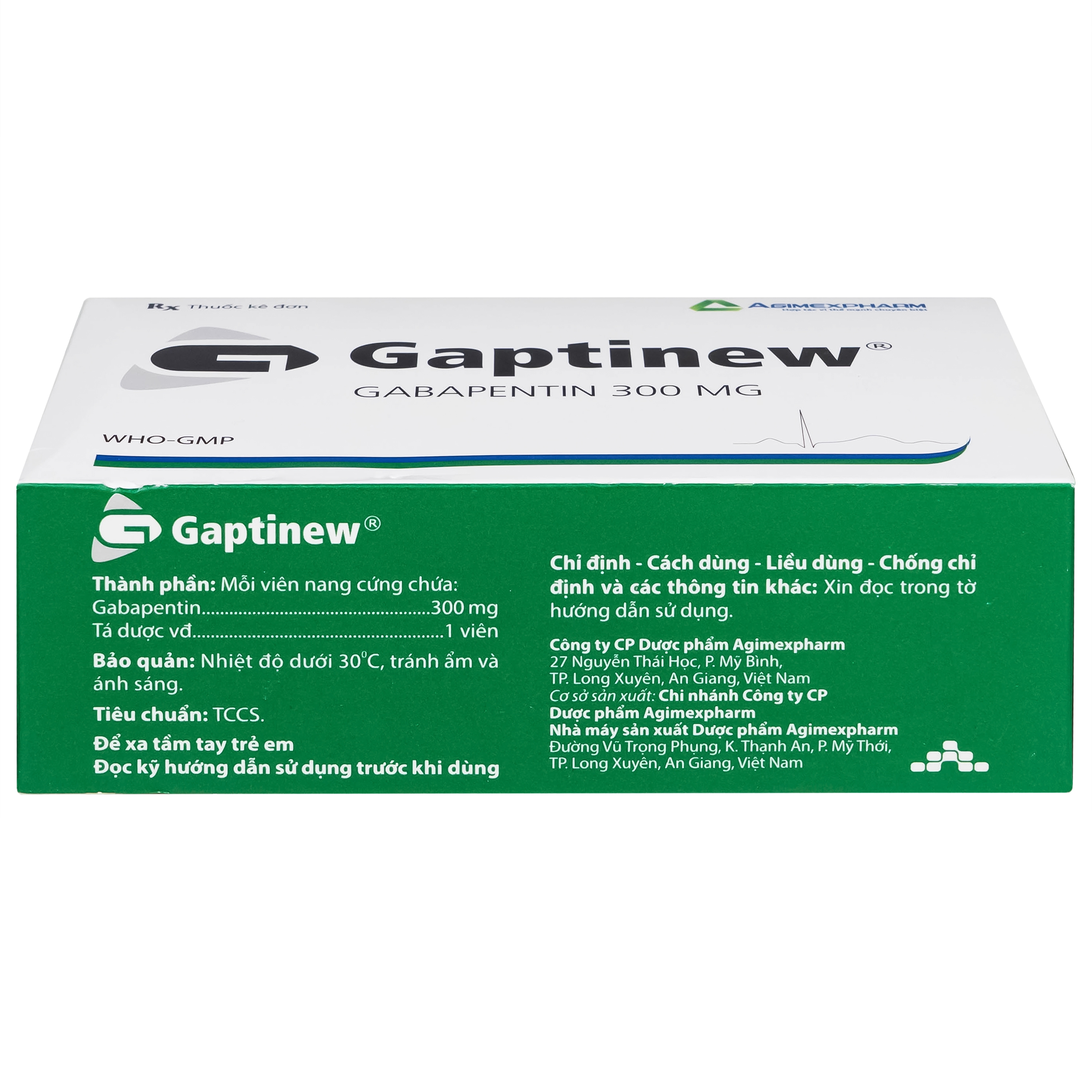 Hình ảnh Thuốc Gaptinew 300mg Agimexpharm điều trị động kinh và đau thần kinh ngoại biên (10 vỉ x 10 viên)