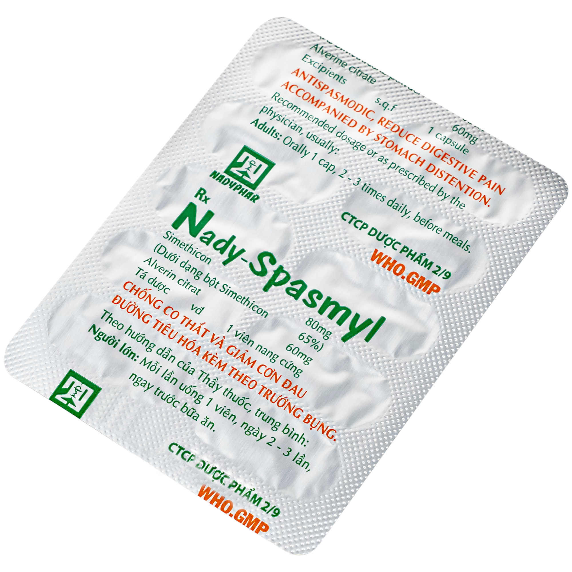 Hình ảnh Thuốc Nady-Spasmyl chống co thắt, giảm các cơn đau đường ruột, dạ dày ( 10 vỉ 10 viên )
