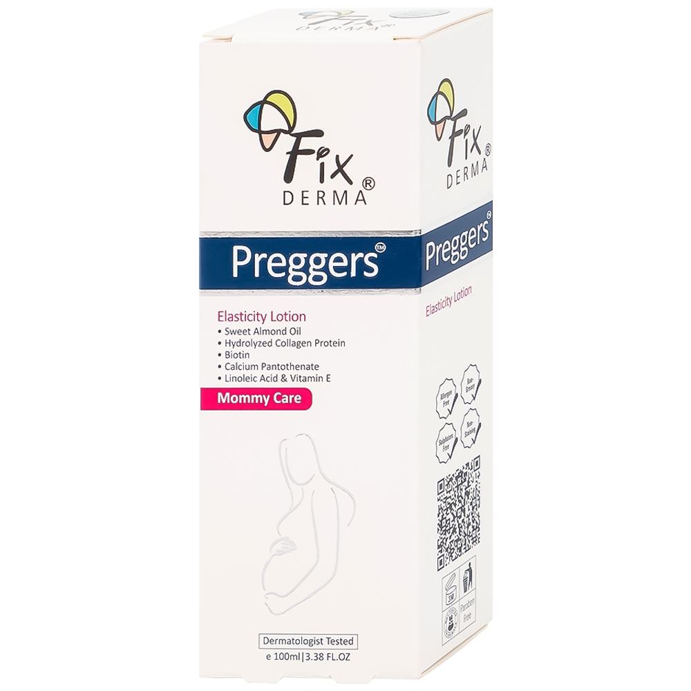 Hình ảnh Lotion Fixderma Preggers Elasticity dưỡng ẩm, giảm vết rạn cho phụ nữ mang thai và sau khi sinh (100ml)