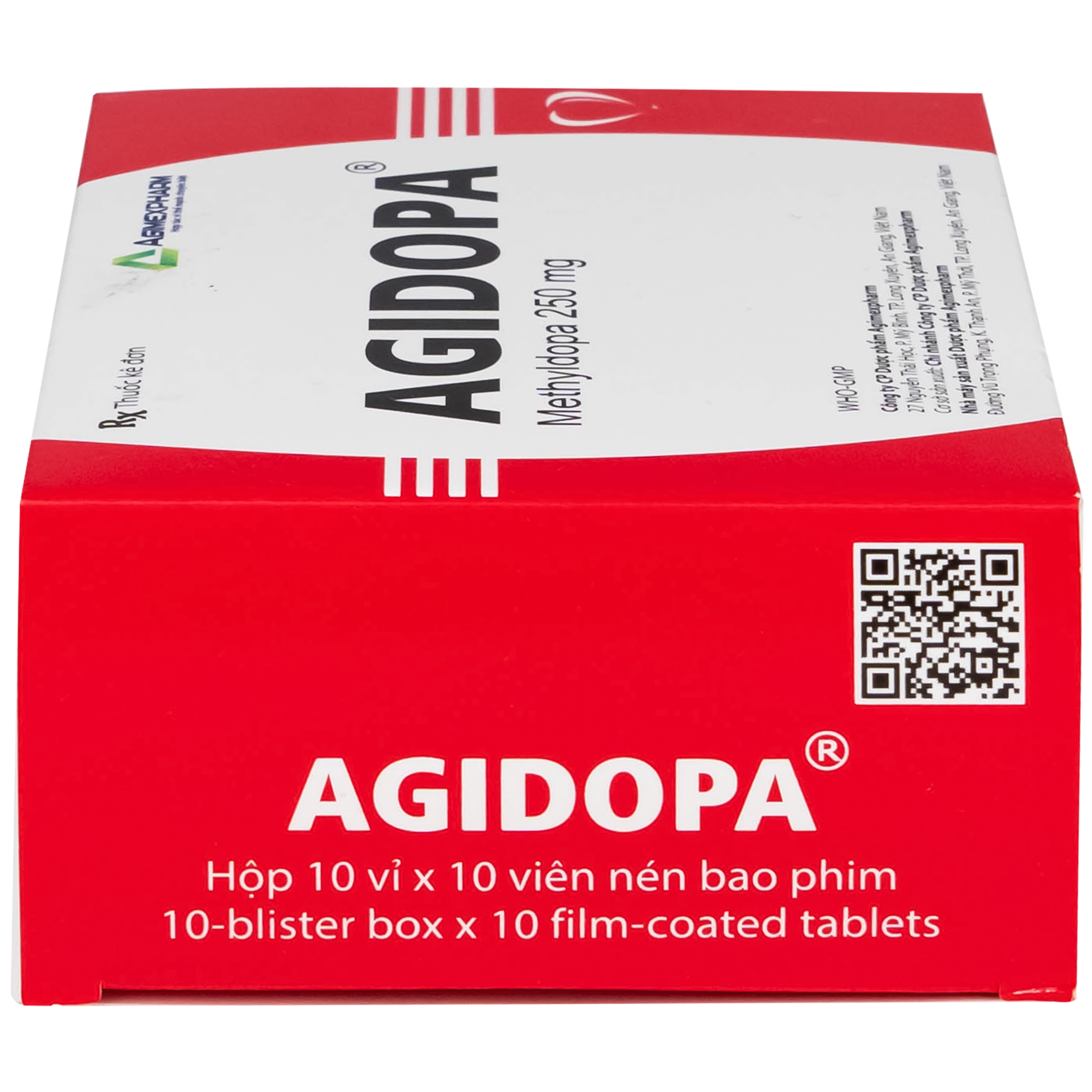 Hình ảnh Thuốc Agidopa 250mg Agimexpharm điều trị tăng huyết áp (10 vỉ x 10 viên)