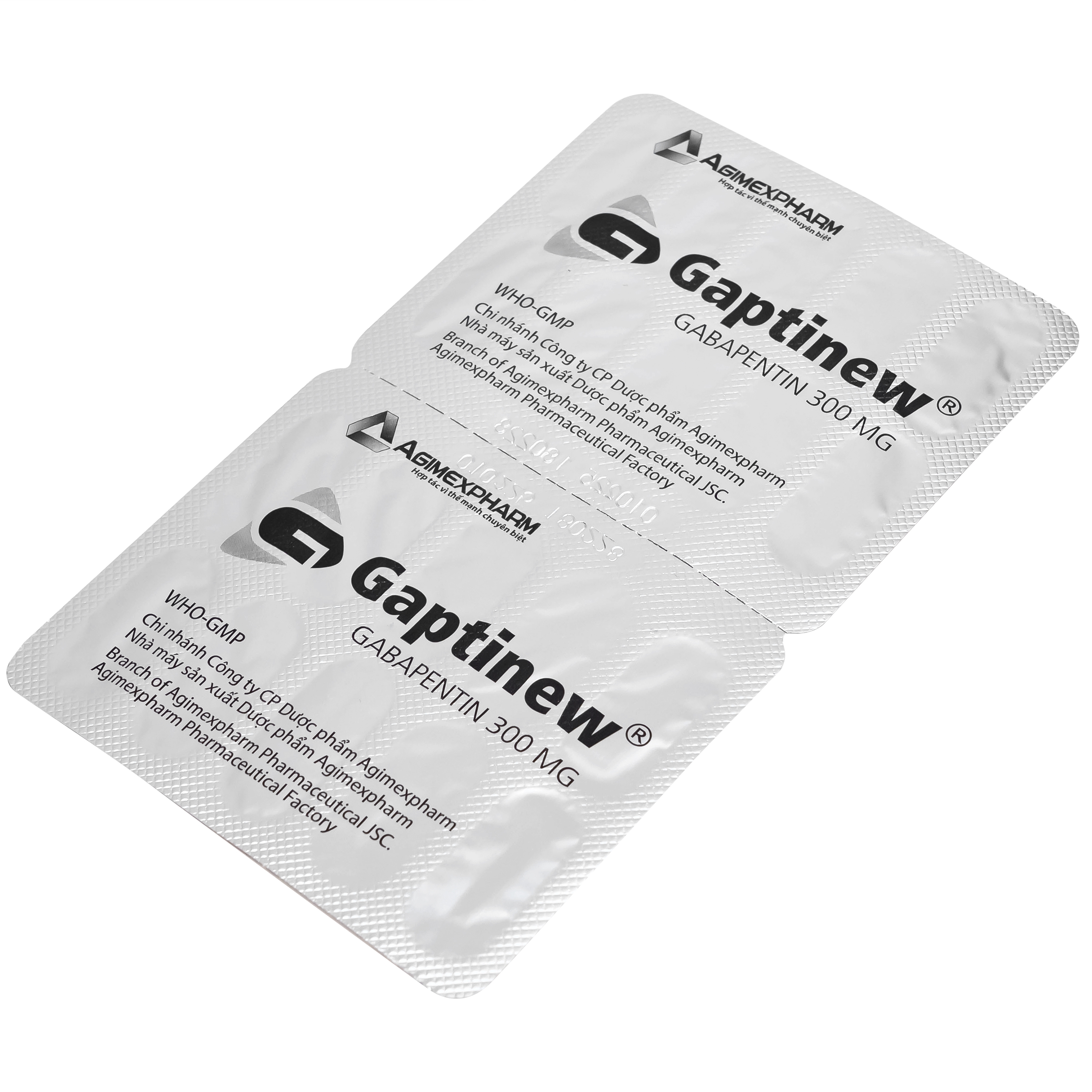 Hình ảnh Thuốc Gaptinew 300mg Agimexpharm điều trị động kinh và đau thần kinh ngoại biên (10 vỉ x 10 viên)