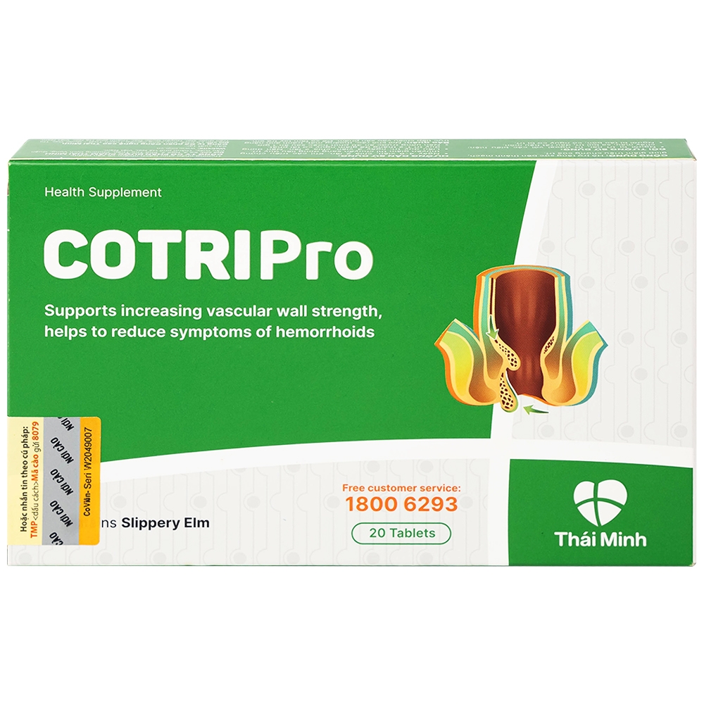 Hình ảnh Viên uống Cotripro Thái Minh hỗ trợ tăng sức bền thành mạch, giảm triệu chứng của trĩ (2 vỉ x 10 viên)