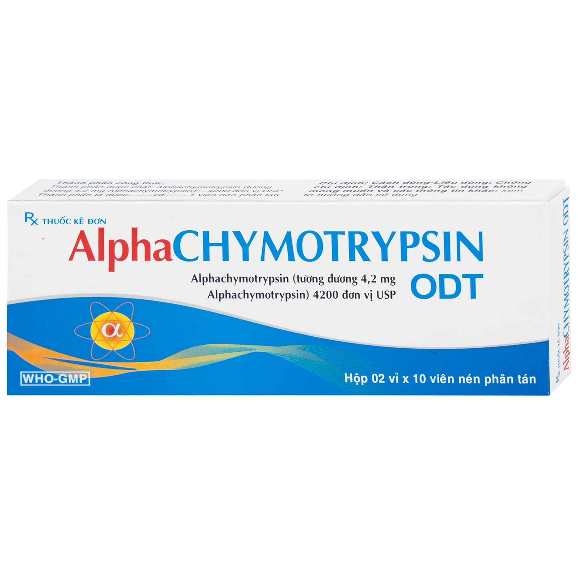 Hình ảnh Thuốc Alphachymotrypsin ODT Khánh Hòa điều trị phù nề sau chấn thương, phẫu thuật, bỏng (2 vỉ x 10 viên)