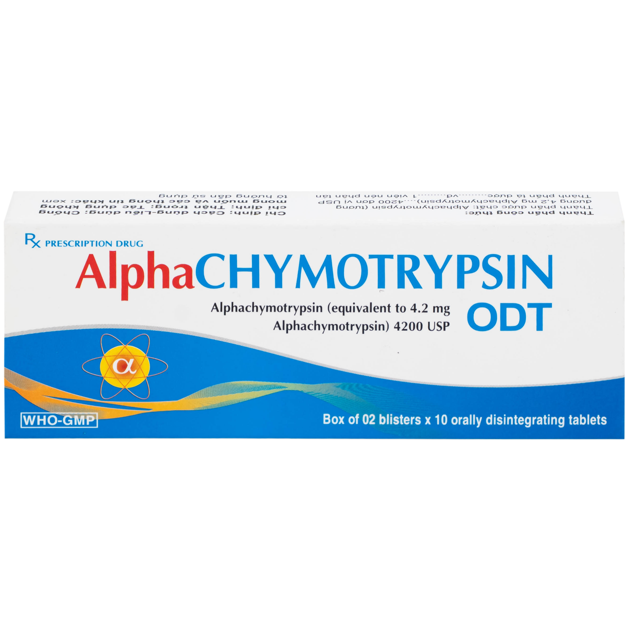 Hình ảnh Thuốc Alphachymotrypsin ODT Khánh Hòa điều trị phù nề sau chấn thương, phẫu thuật, bỏng (2 vỉ x 10 viên)