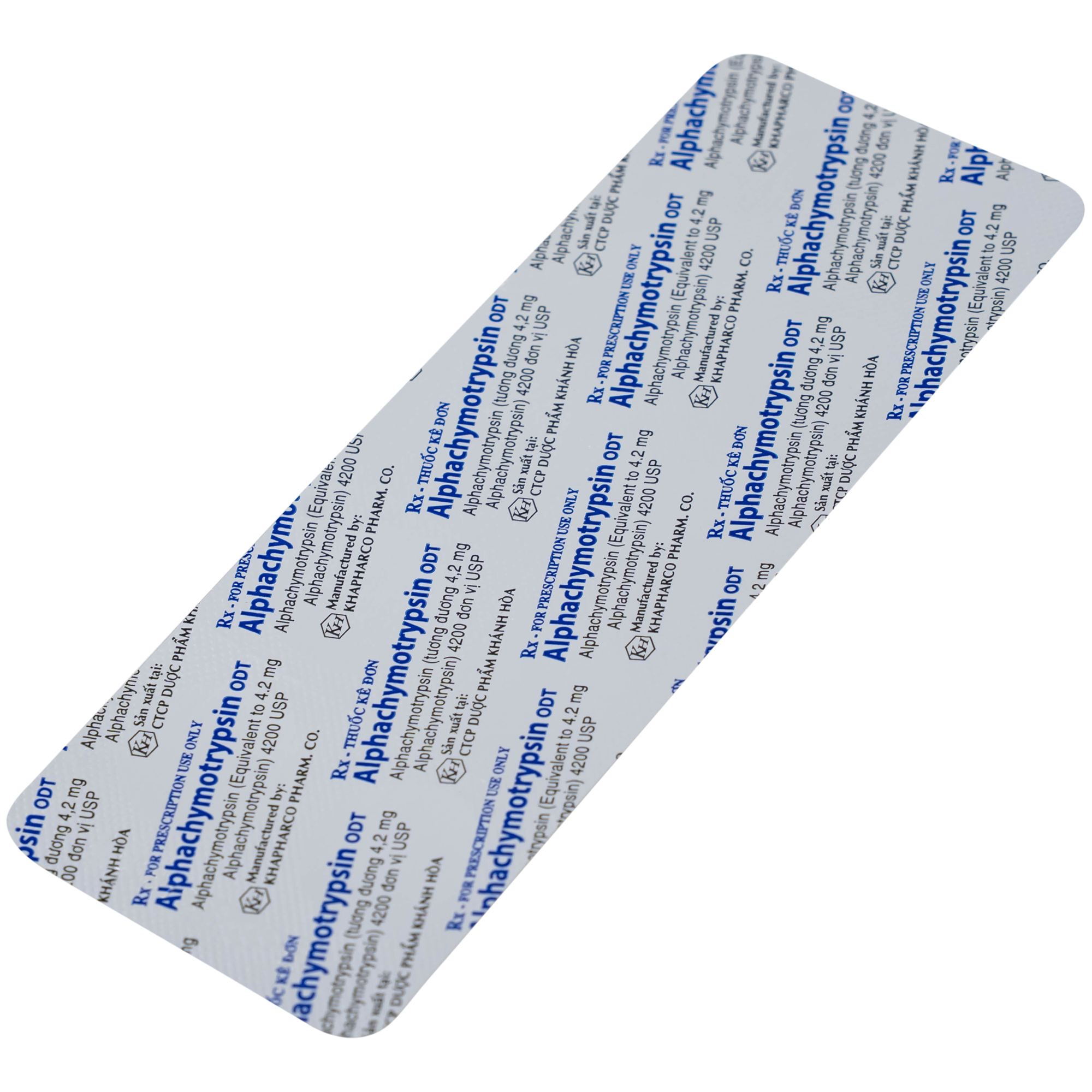Hình ảnh Thuốc Alphachymotrypsin ODT Khánh Hòa điều trị phù nề sau chấn thương, phẫu thuật, bỏng (2 vỉ x 10 viên)