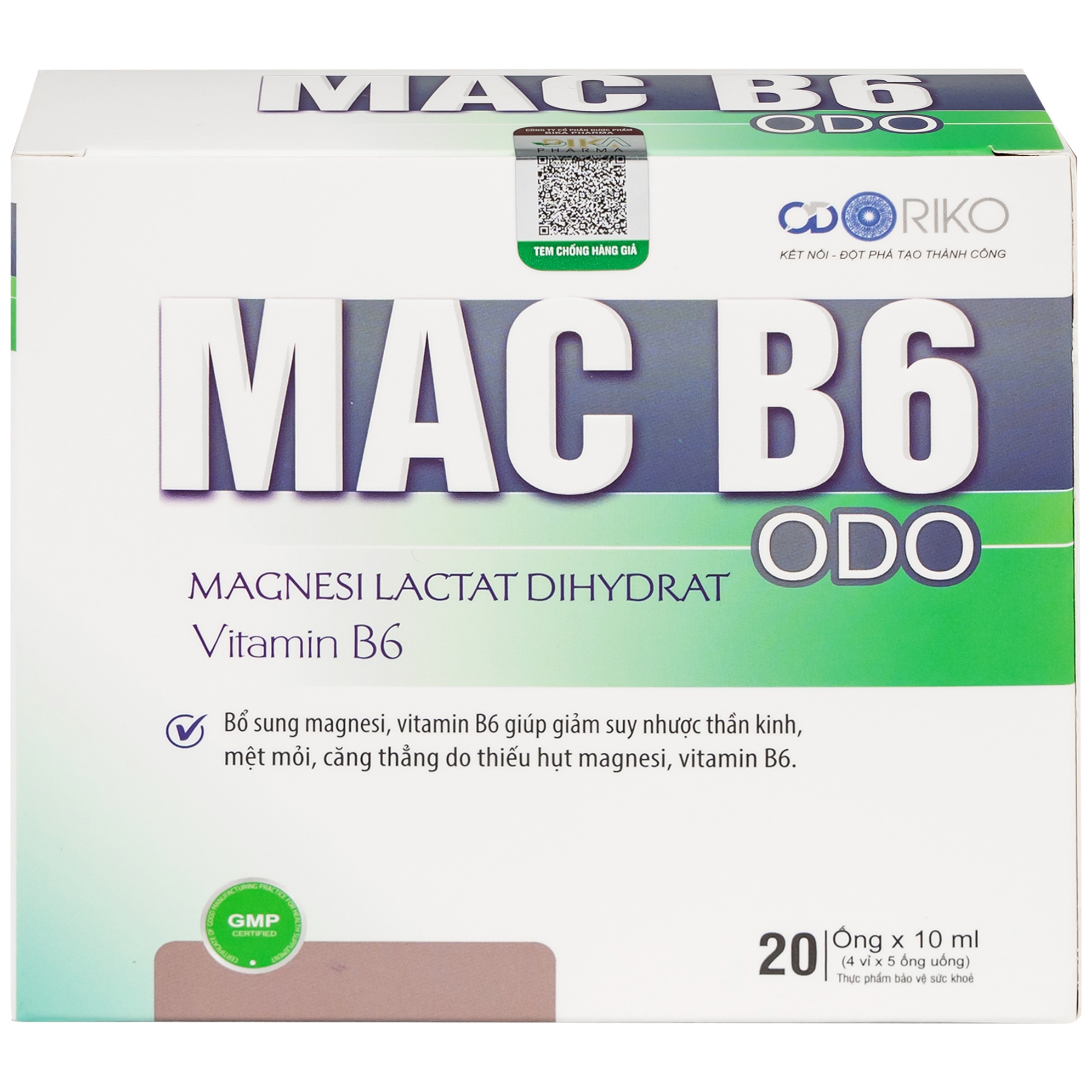 Hình ảnh Siro Mac B6 ODO 10ml Odoriko bổ sung magnesi, vitamin B6 (20 ống)