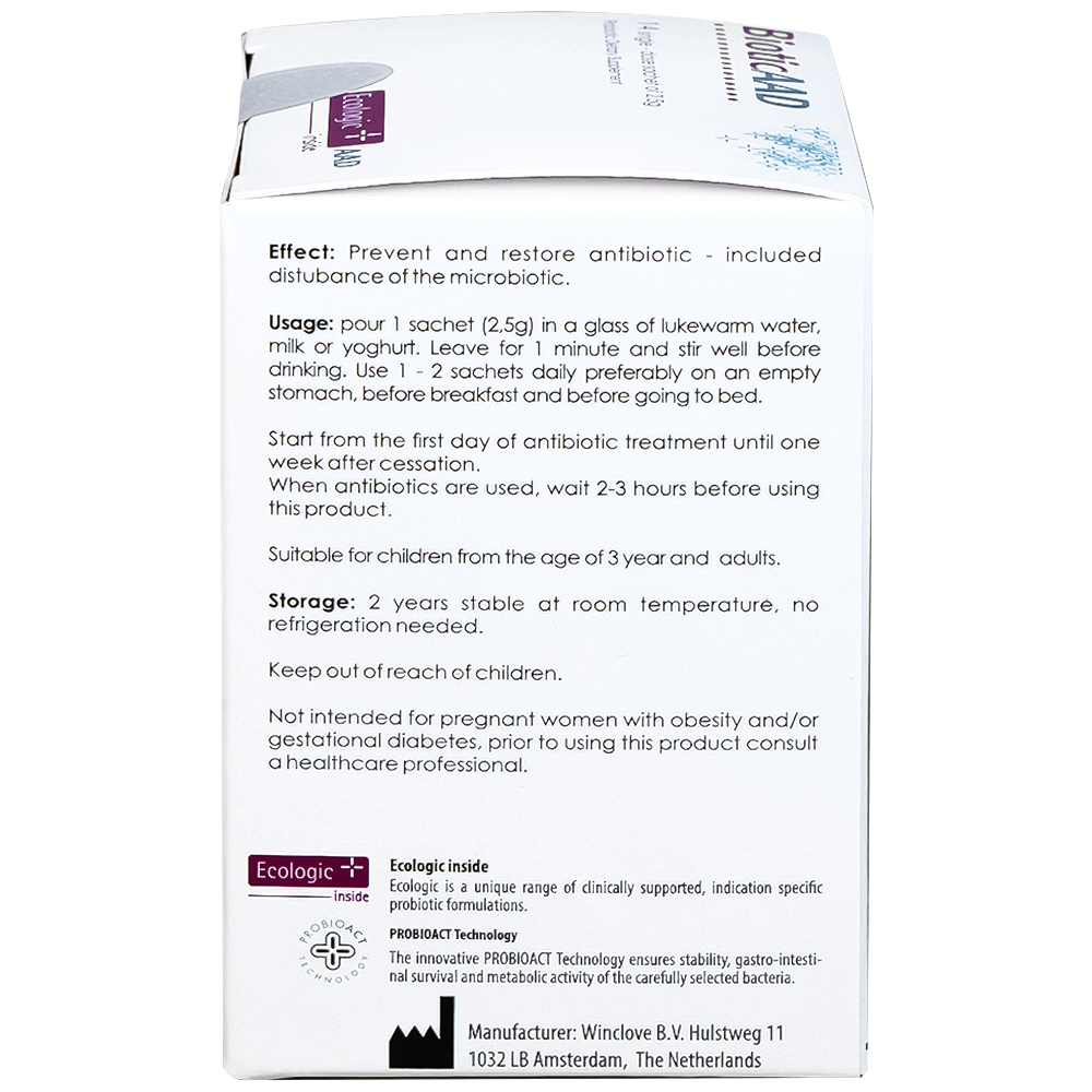 Hình ảnh Bột pha uống BioticAAD 2.5g Ecologic AAD bổ sung lợi khuẩn đường ruột, giảm rối loạn tiêu hóa (14 gói)