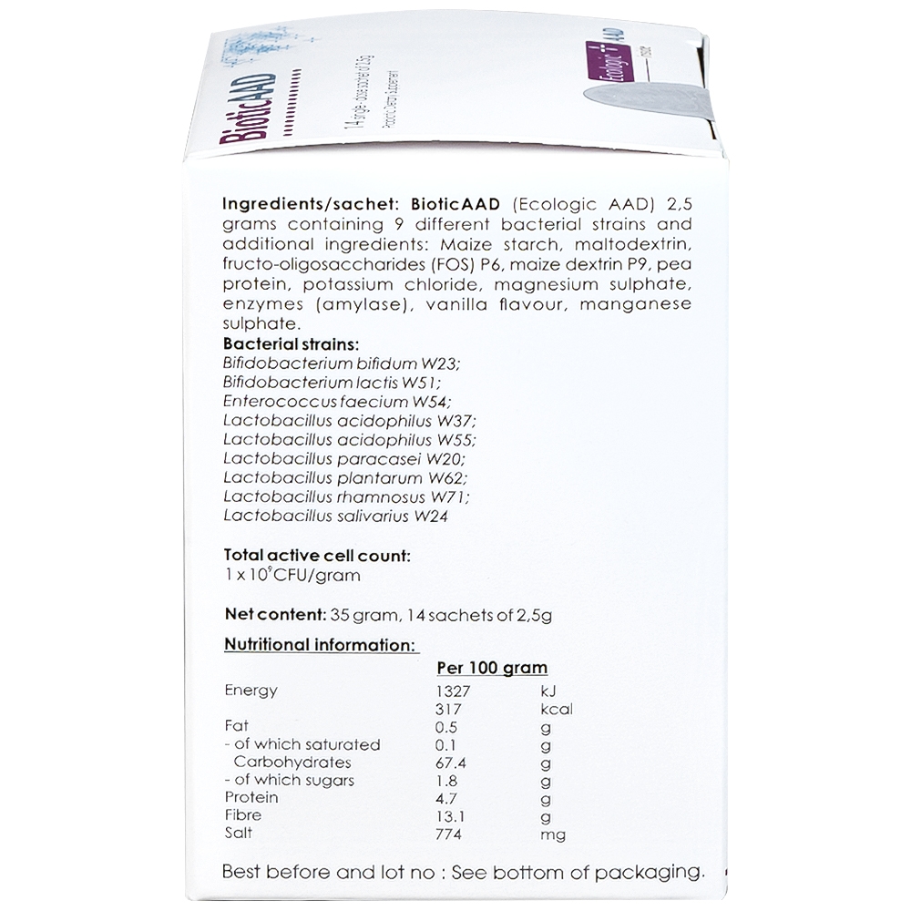 Hình ảnh Bột pha uống BioticAAD 2.5g Ecologic AAD bổ sung lợi khuẩn đường ruột, giảm rối loạn tiêu hóa (14 gói)