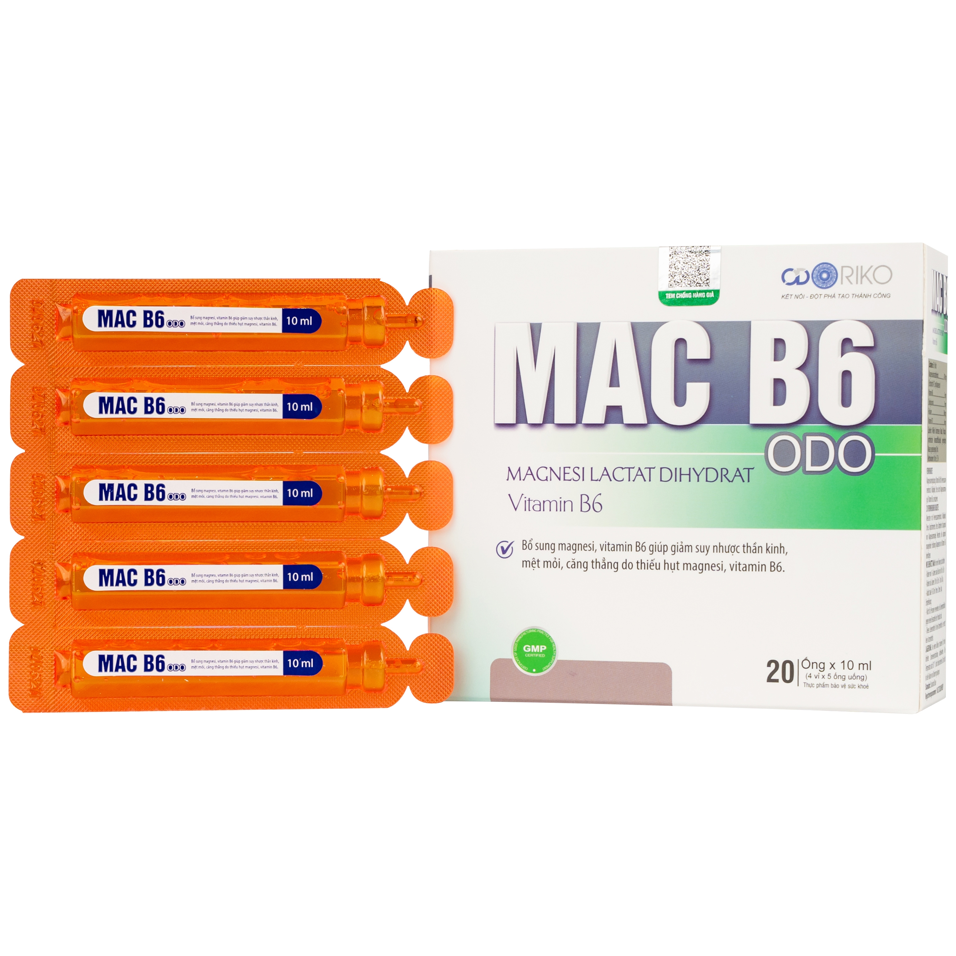 Hình ảnh Siro Mac B6 ODO 10ml Odoriko bổ sung magnesi, vitamin B6 (20 ống)