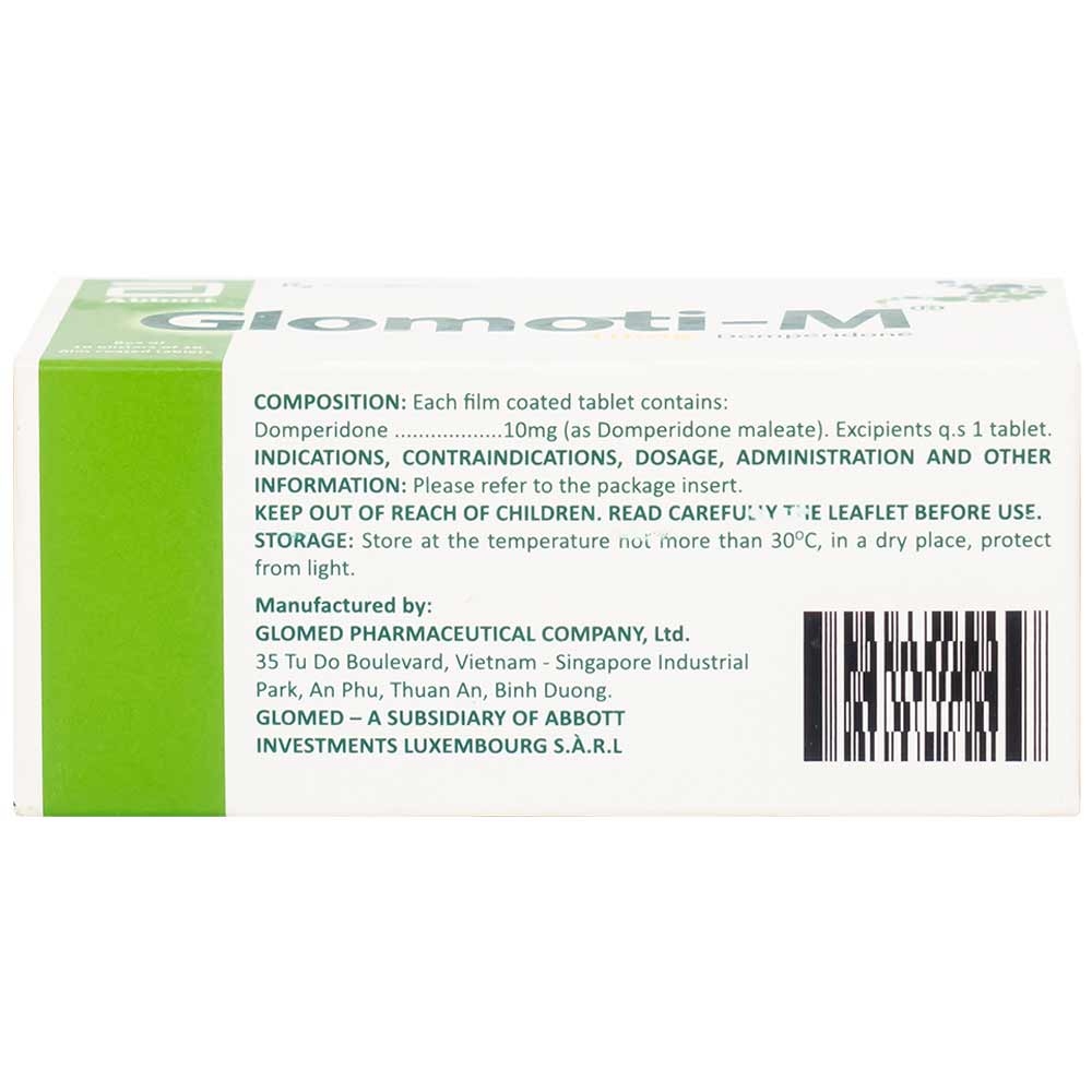 Hình ảnh Thuốc Glomoti-M Glomed điều trị triệu chứng buồn nôn, nôn, chướng bụng (10 vỉ x 10 viên)