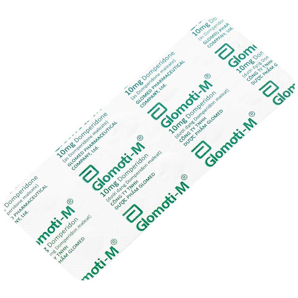 Hình ảnh Thuốc Glomoti-M Glomed điều trị triệu chứng buồn nôn, nôn, chướng bụng (10 vỉ x 10 viên)