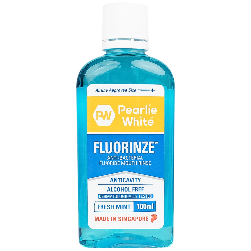 Hình ảnh Nước súc miệng Pearlie White Fluorinze Anti-bacterial Fluoride 100ml không cồn, chống mảng bám