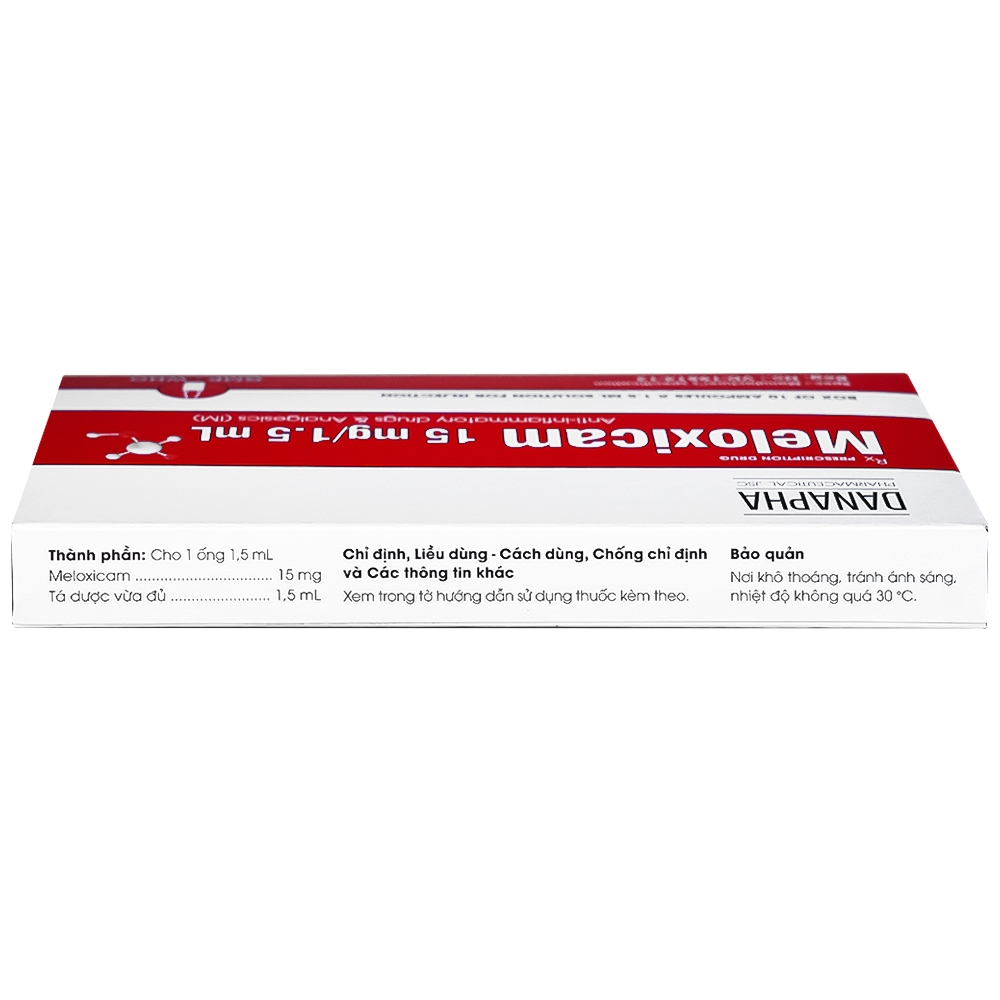 Hình ảnh Dung dịch tiêm Meloxicam 15mg/1.5ml Danapha điều trị đau viêm xương khớp (10 ống)