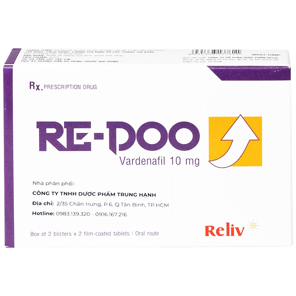 Hình ảnh Thuốc Re-Doo 10mg Reliv điều trị rối loạn chức năng cương dương (2 vỉ x 2 viên)